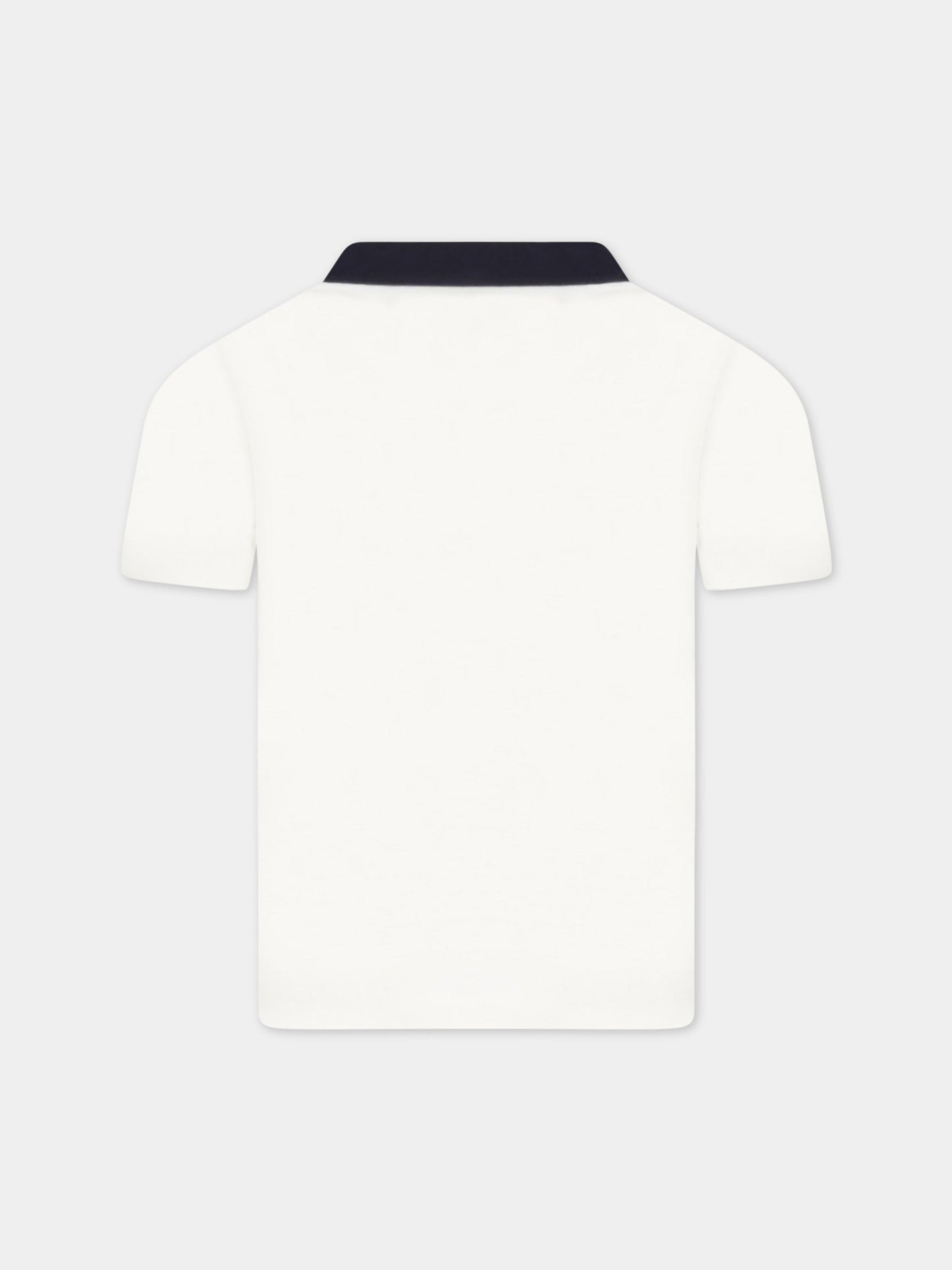 T-shirt bianca per bambino con barca rossa,Petit Bateau,A072O MARSHMALLOW