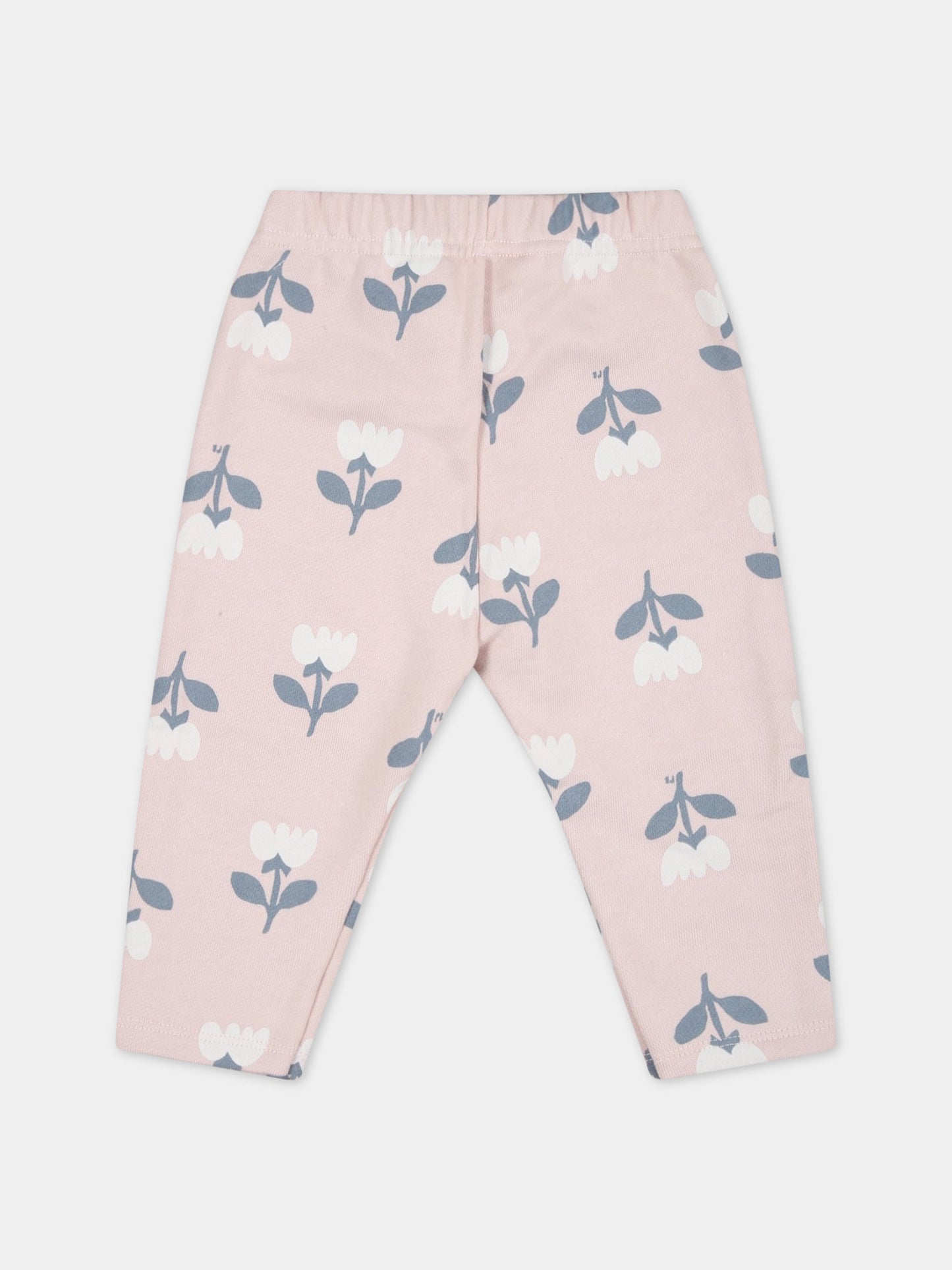 Pantaloni rosa per bambina con fiori,Petit Bateau,A071S SALINE/MULTICO