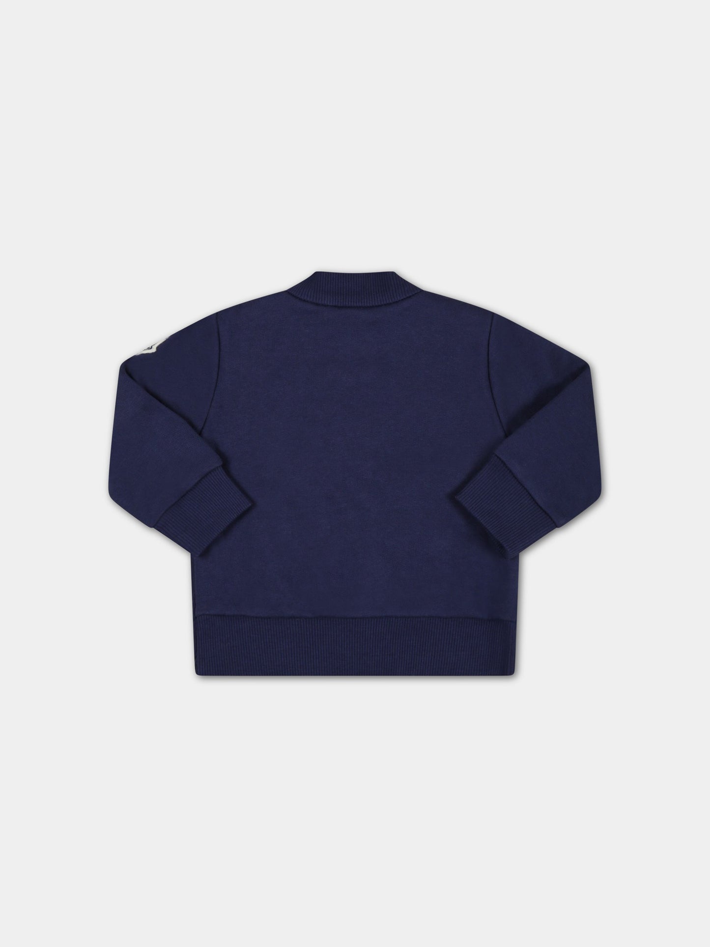 Felpa blu per neonato con patch logato,Moncler Kids,951 8G00002 809DK 741