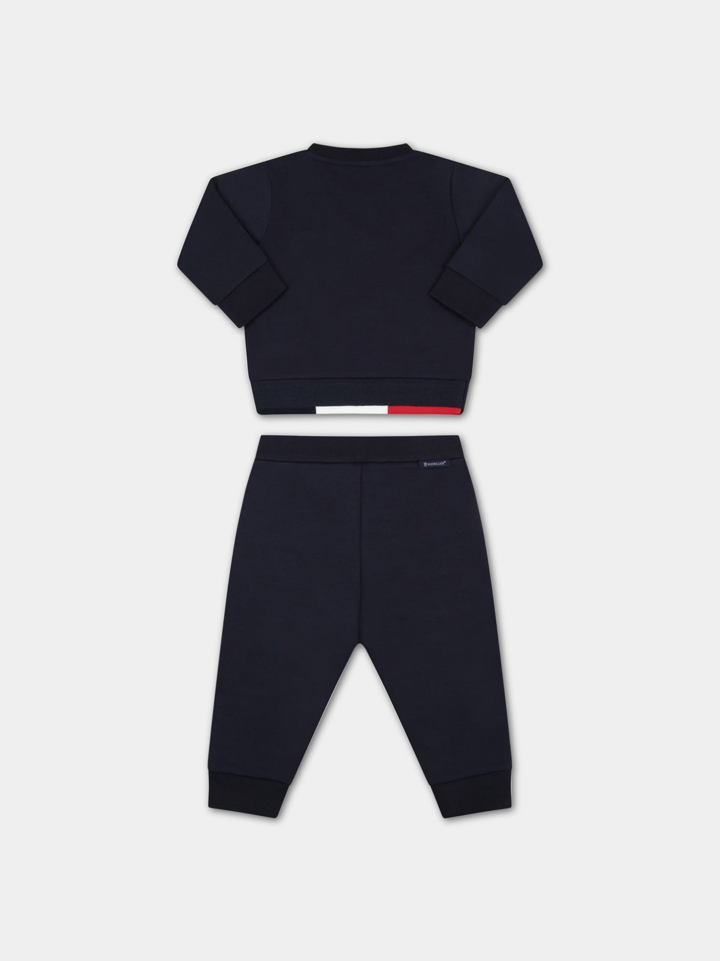 Completo blu sportivo per neonato con patch logato,Moncler Kids,951 8M00022 809AC 742