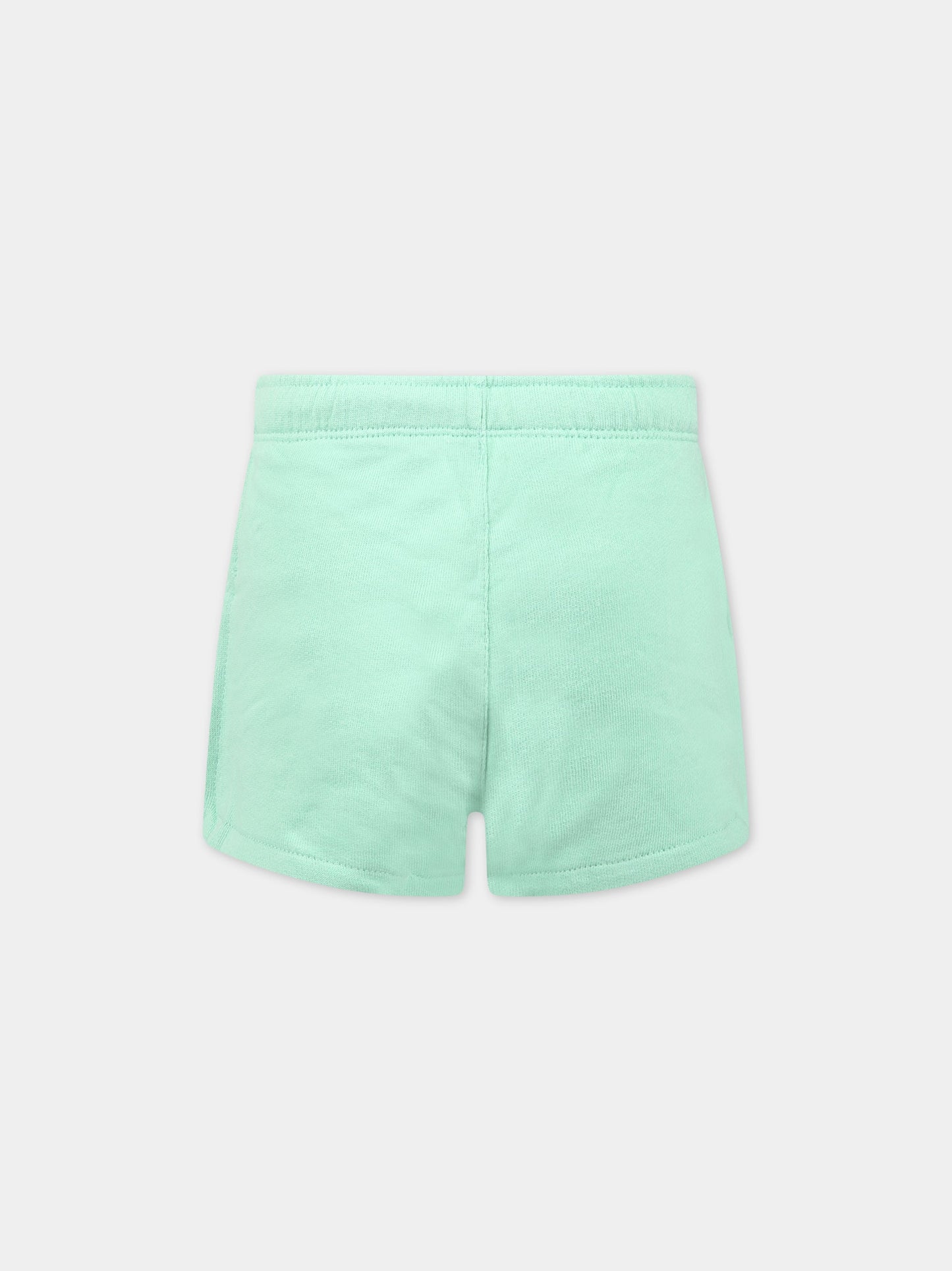 Shorts verde per bambina con logo e iconico cavallino,Ralph Lauren Kids,903864003