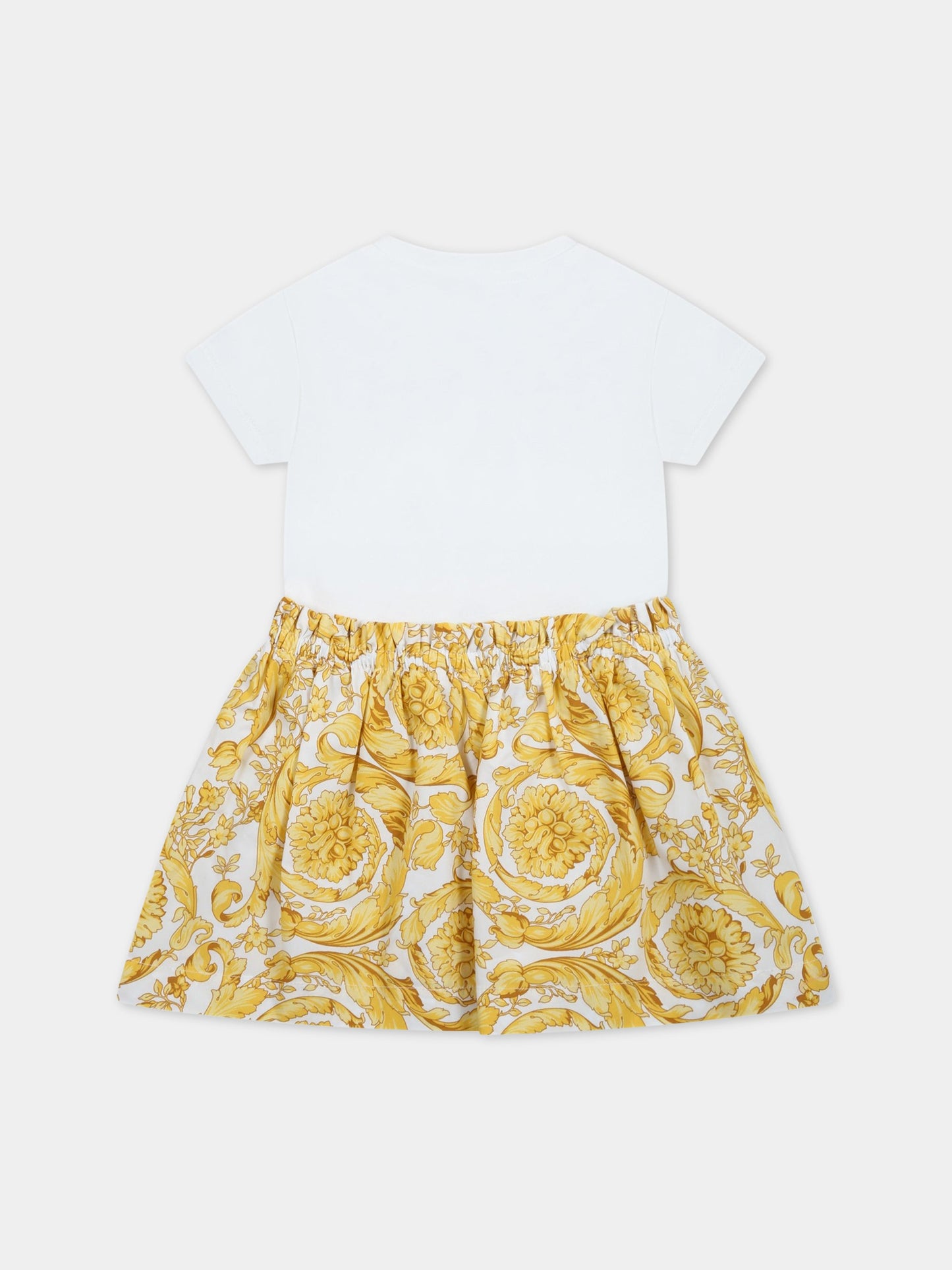 Vestito multicolor per bambina con stampa barocco e logo,Versace,1000354 1A04782 6W090