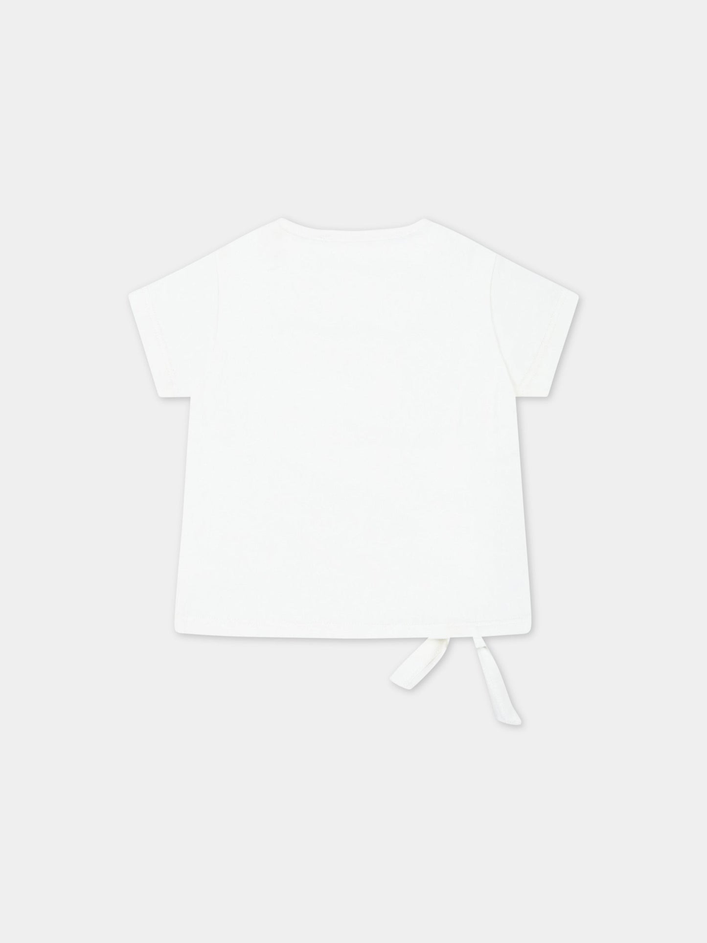 T-shirt bianca per neonata con loghi,Versace,1009113 1A06482 2W070