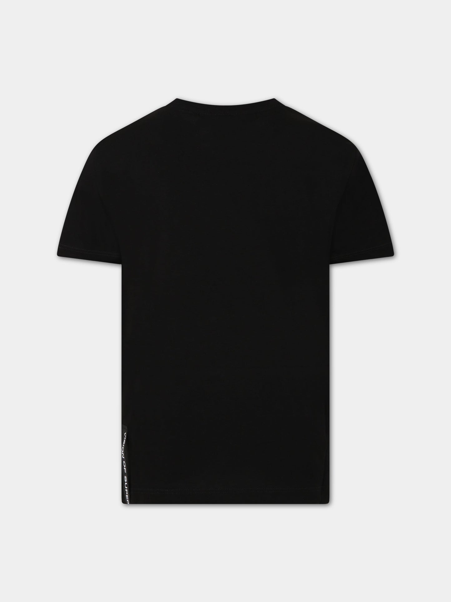 T-shirt nera per bambino con scritta Vision of Super e stampa,Vision Of Super,TSV3106J NERO