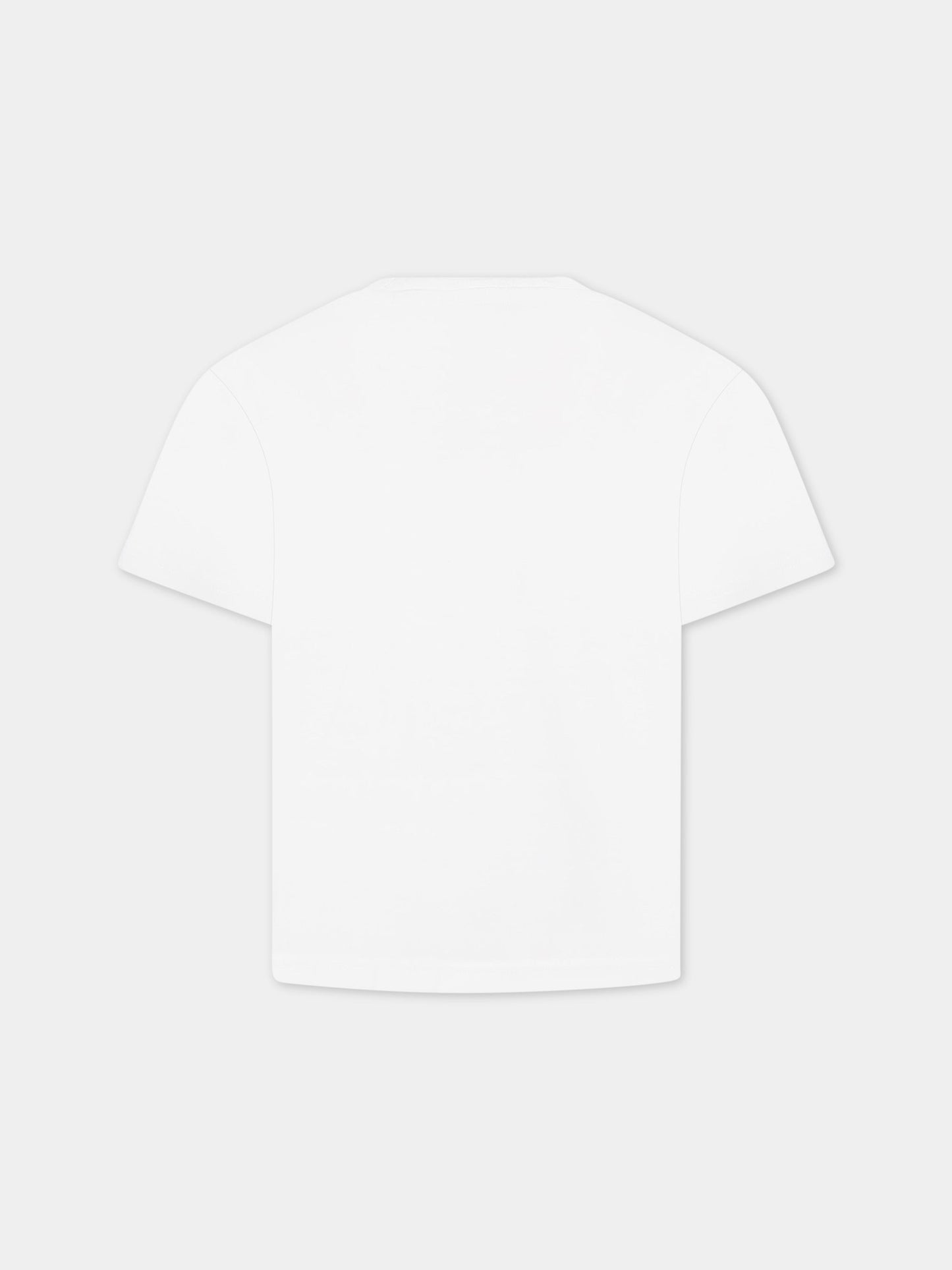 T-shirt bianca per bambino con iconico Thoamas Bear e logo,Burberry Kids,8062151