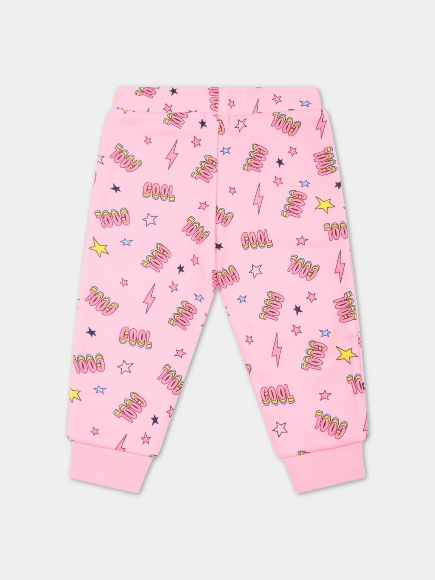 Pantaloni da tuta rosa per neonata con saette e stelle,Billieblush,U04239 465