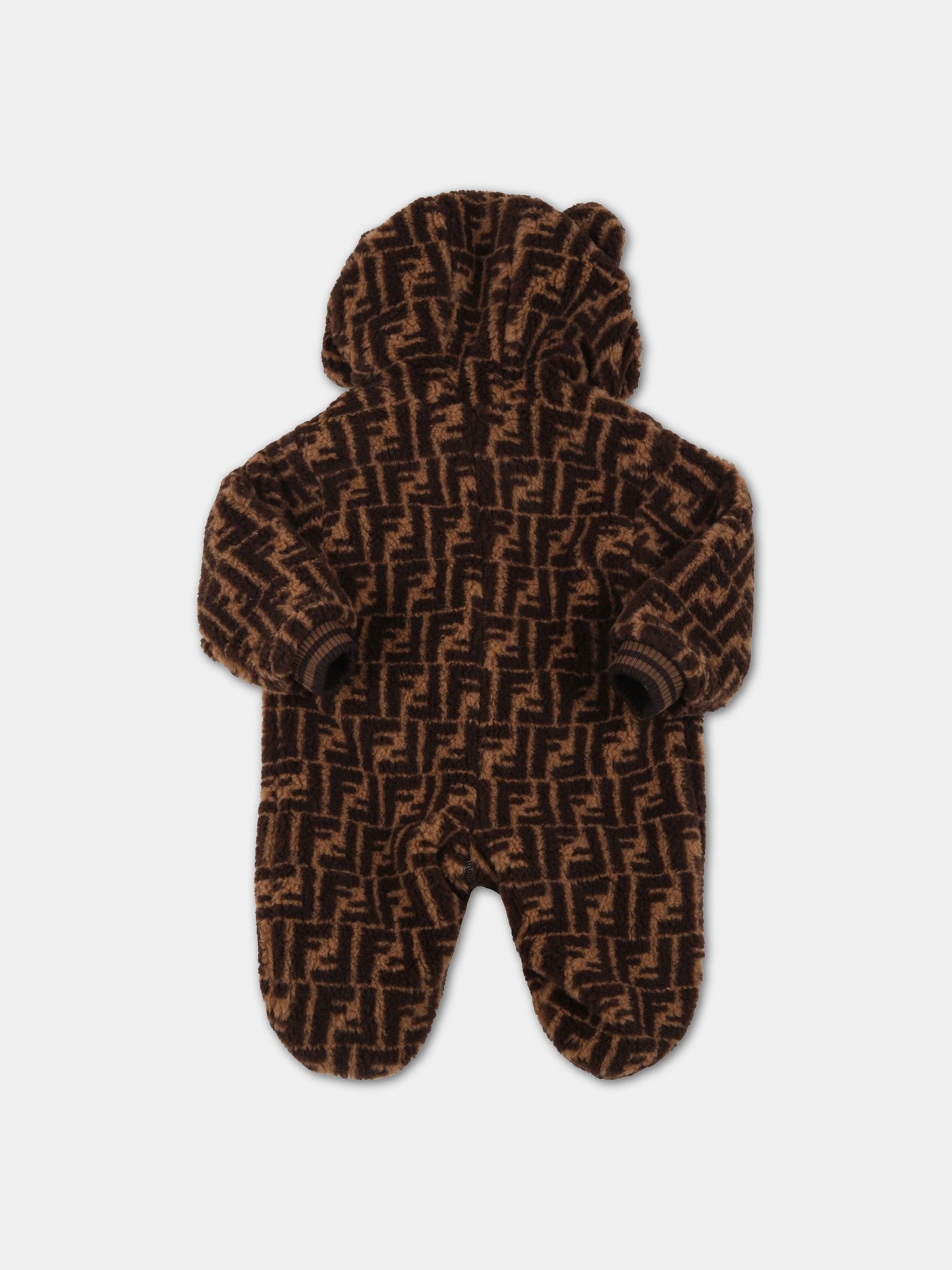 Tutina marrone per neonato con doppia FF,Fendi Kids,BUA061 AJ2M F15B6