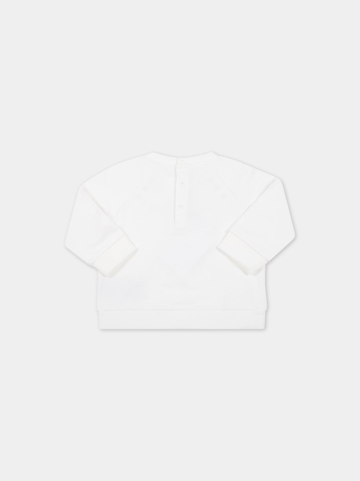 Felpa bianca per neonata con logo nero,Balmain Kids,6R4020 Z0001 100