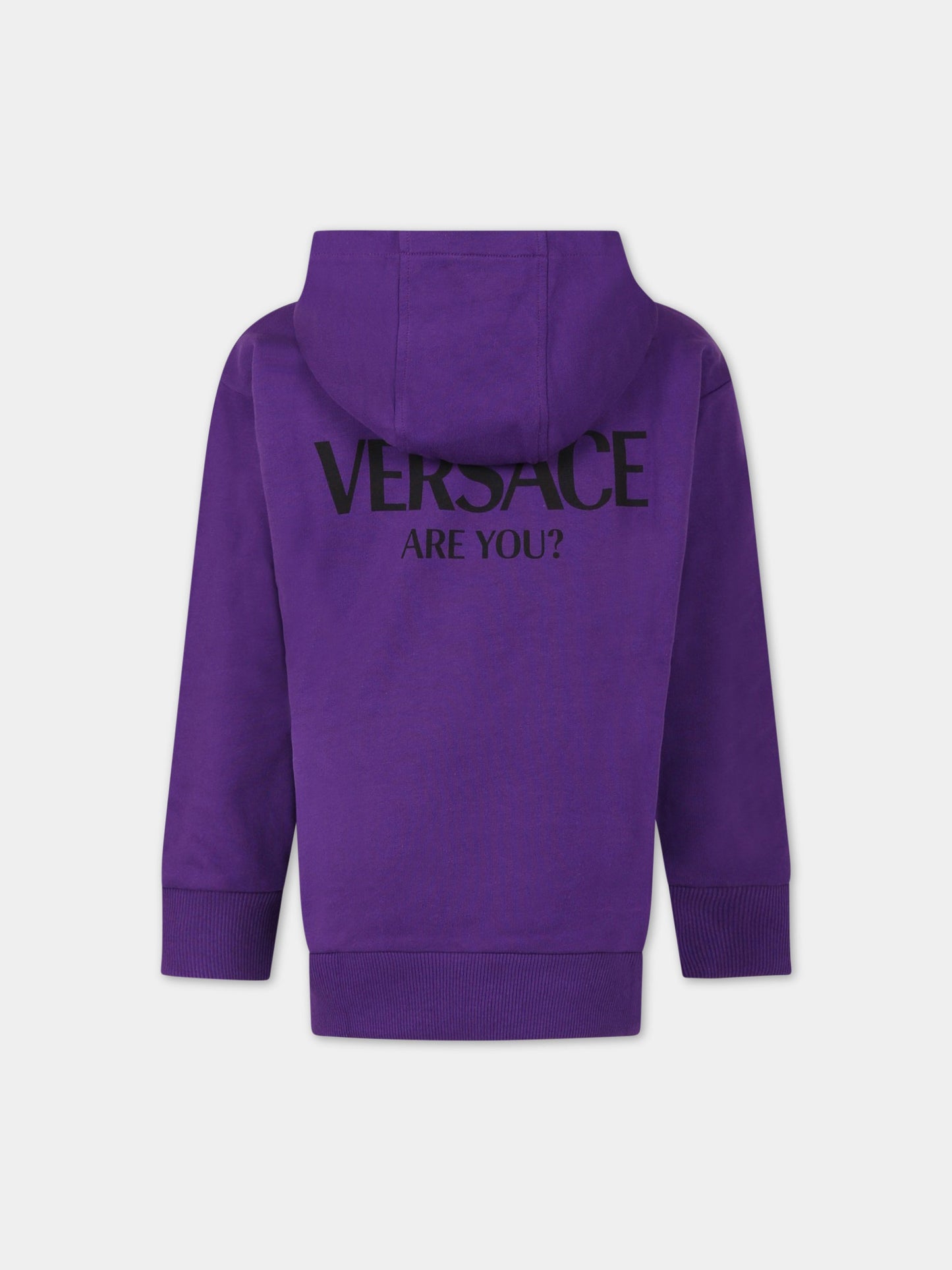 Felpa viola per bambina con logo,Versace,1006744 1A07371 6L270 AY0191