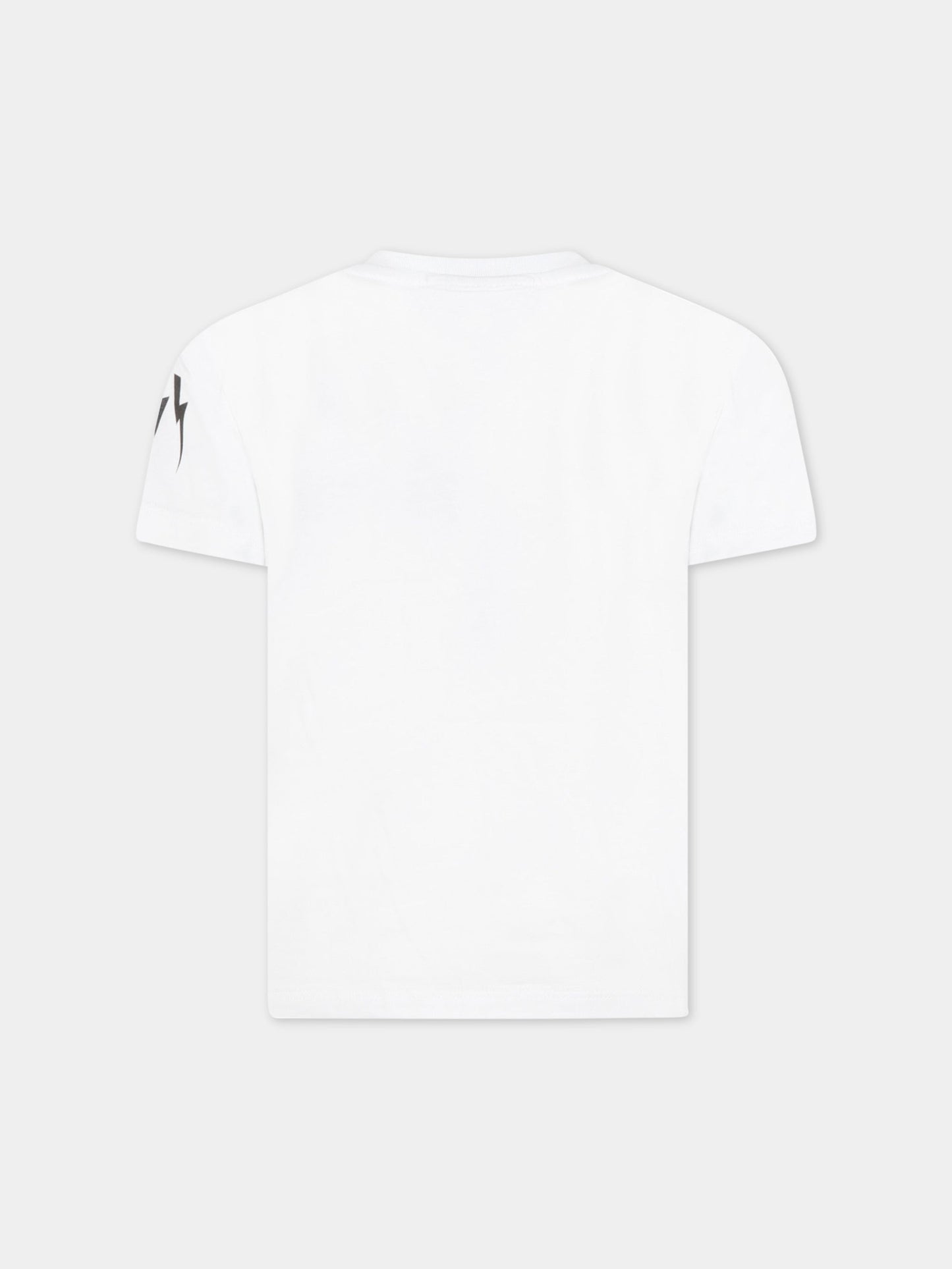 T-shirt bianca per bambino con logo nero,Neil Barrett Kids,032277 001