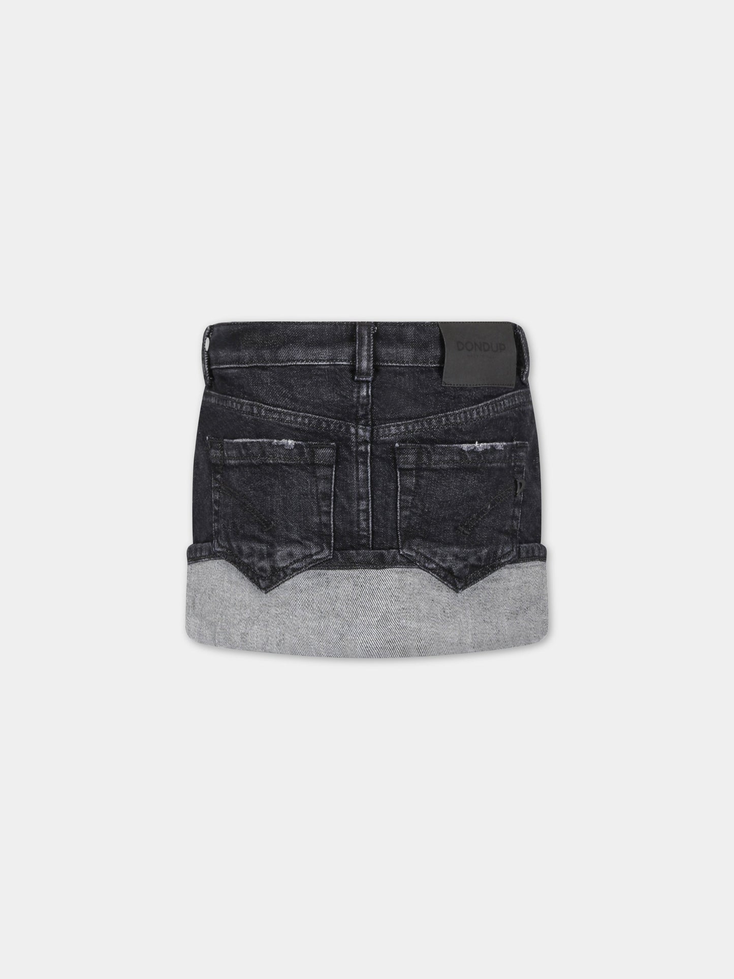 Gonna nera per bambina con patch logato,Dondup Kids,DFGO65C KD010 N010