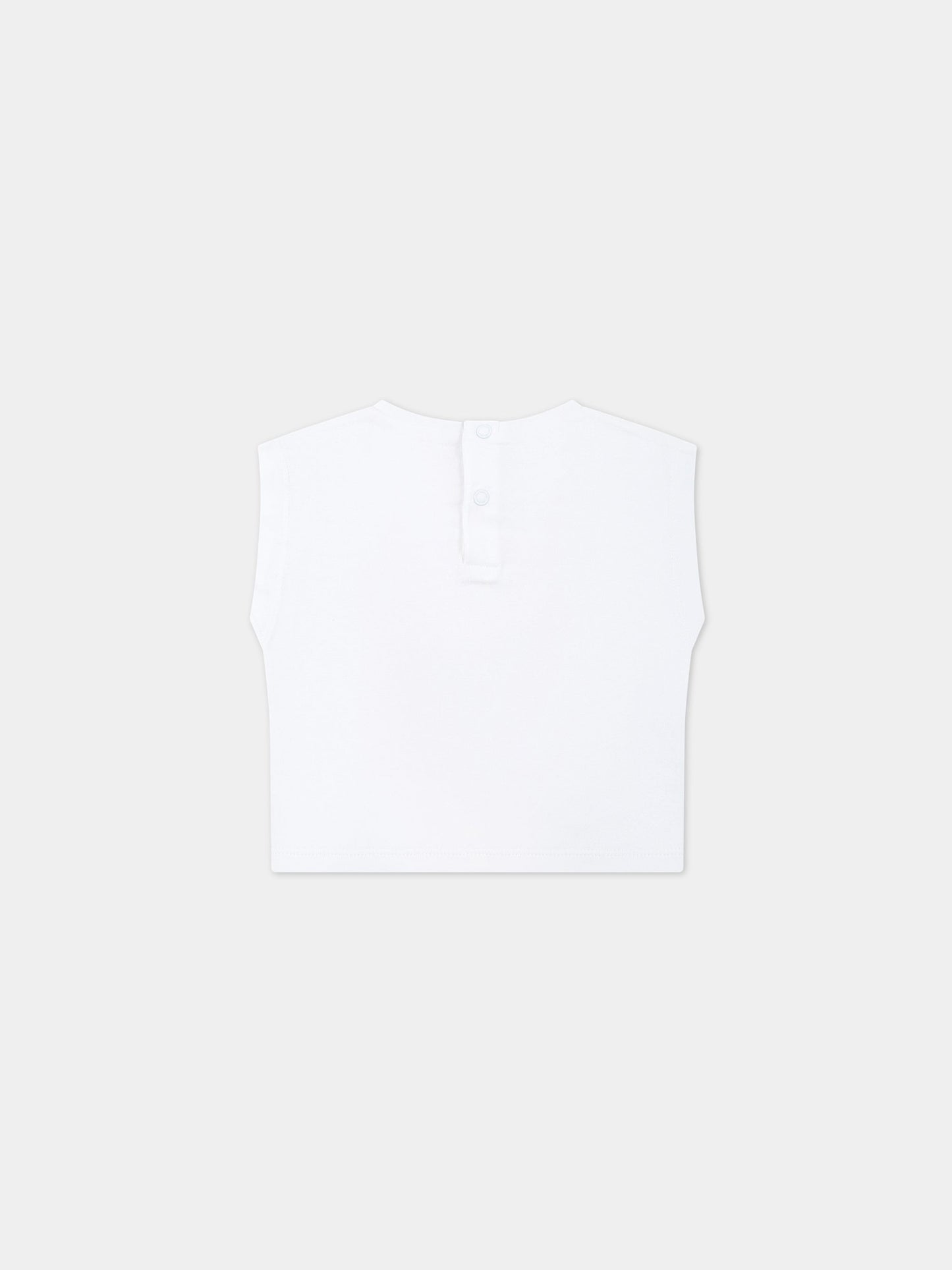 Canotta bianca per neonata con stampa,Billieblush,U05373 10B