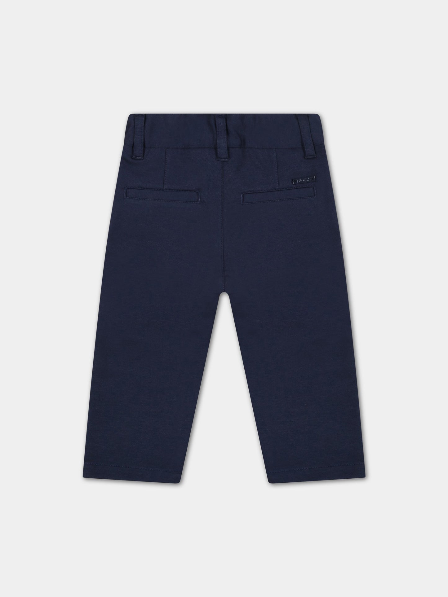 Pantaloni blu per neonato con patch logato,Hugo Boss,J04434 849