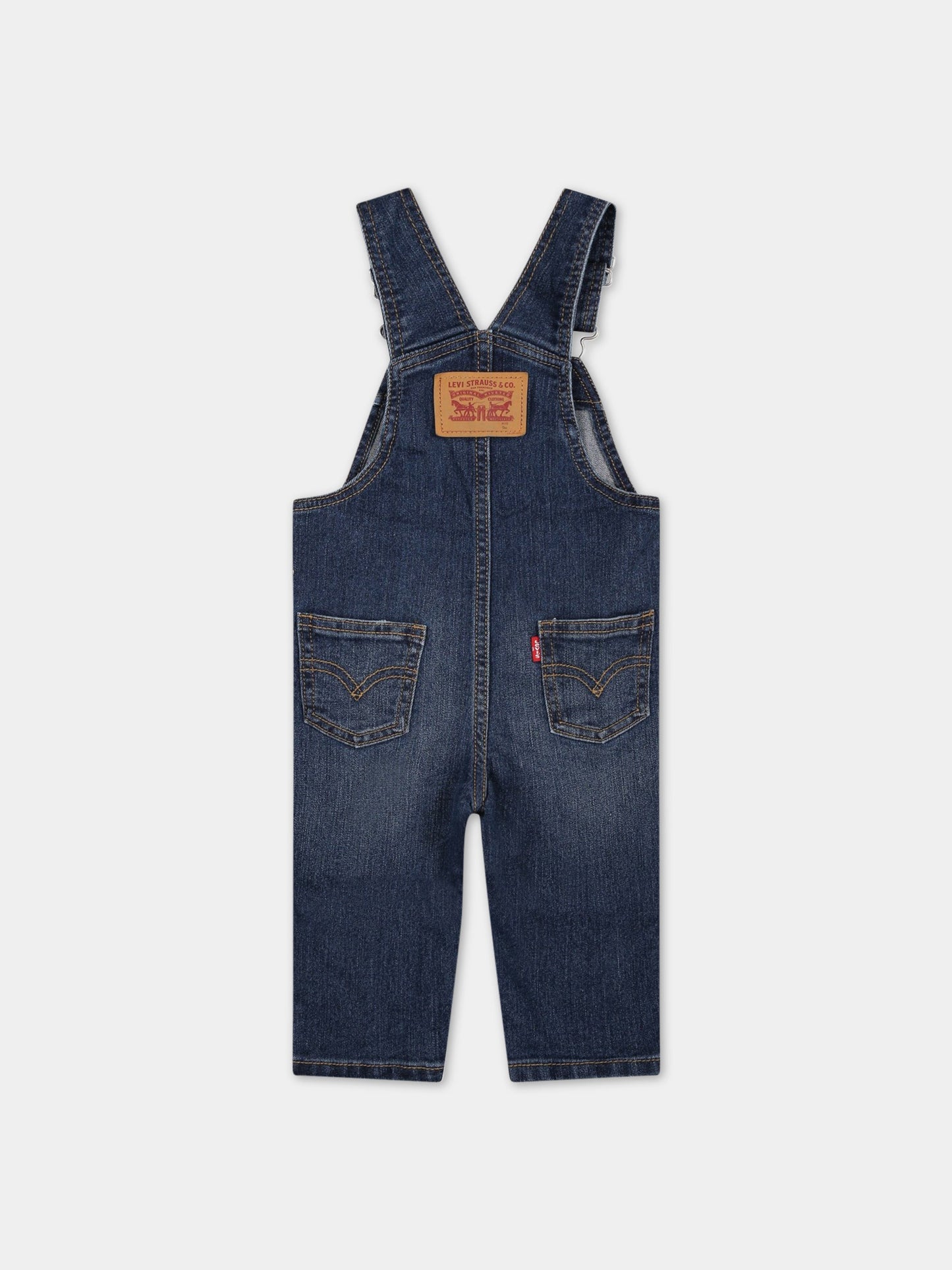 Salopette blu per neonato con logo,Levi's Kids,6ED533 D0P