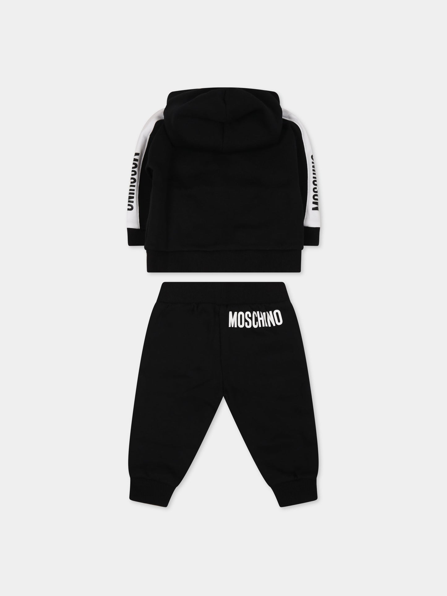 Completo nero per neonato con Teddy Bear e logo,Moschino Kids,MUK03W LCA41 60100