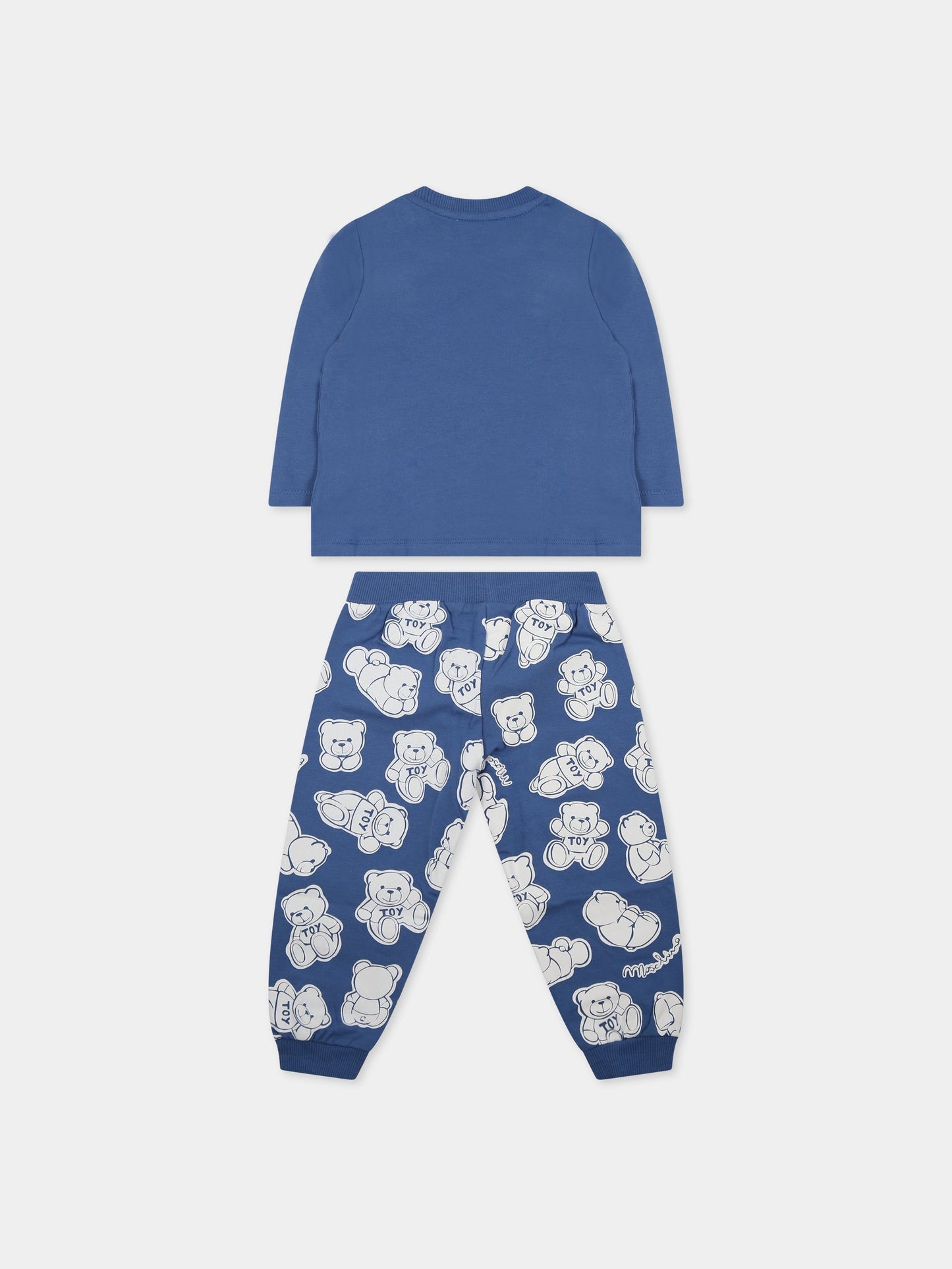 Completo blu per neonato con Teddy Bear e logo,Moschino Kids,MNK02S LBB0B 82573