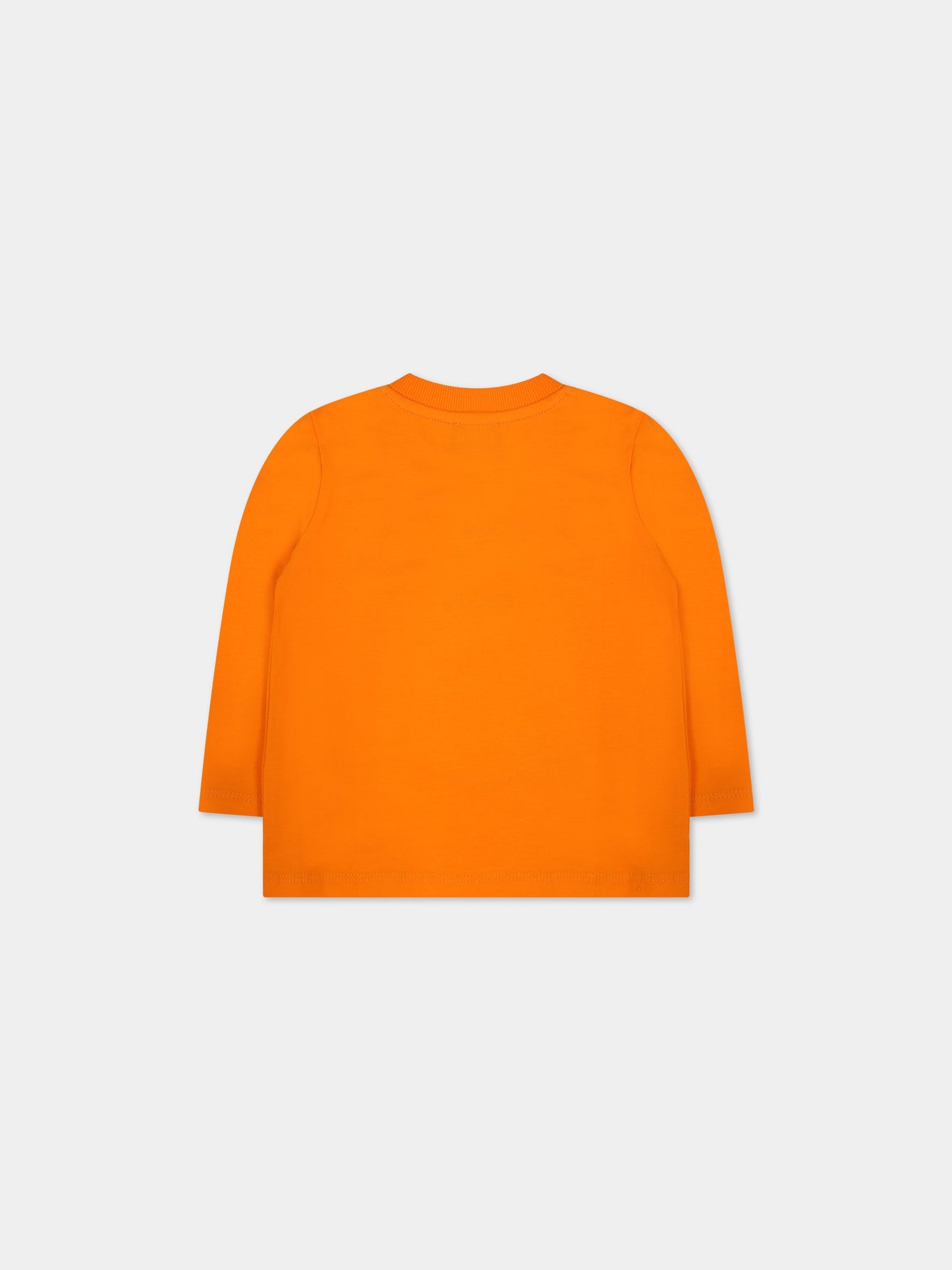 T-shirt arancione per neonato con Teddy Bear e logo,Moschino Kids,MMO00E LBA19 50578