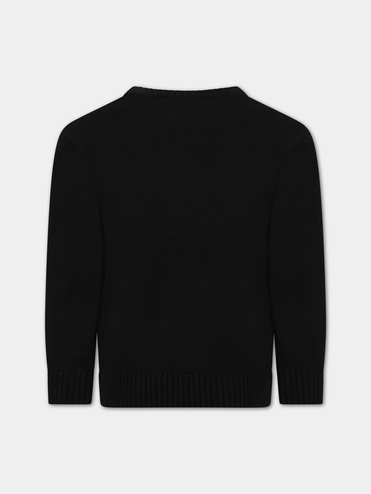 Maglione nero per bambini con Teddy Bear e logo,Moschino Kids,HMW00T LHE09 60100