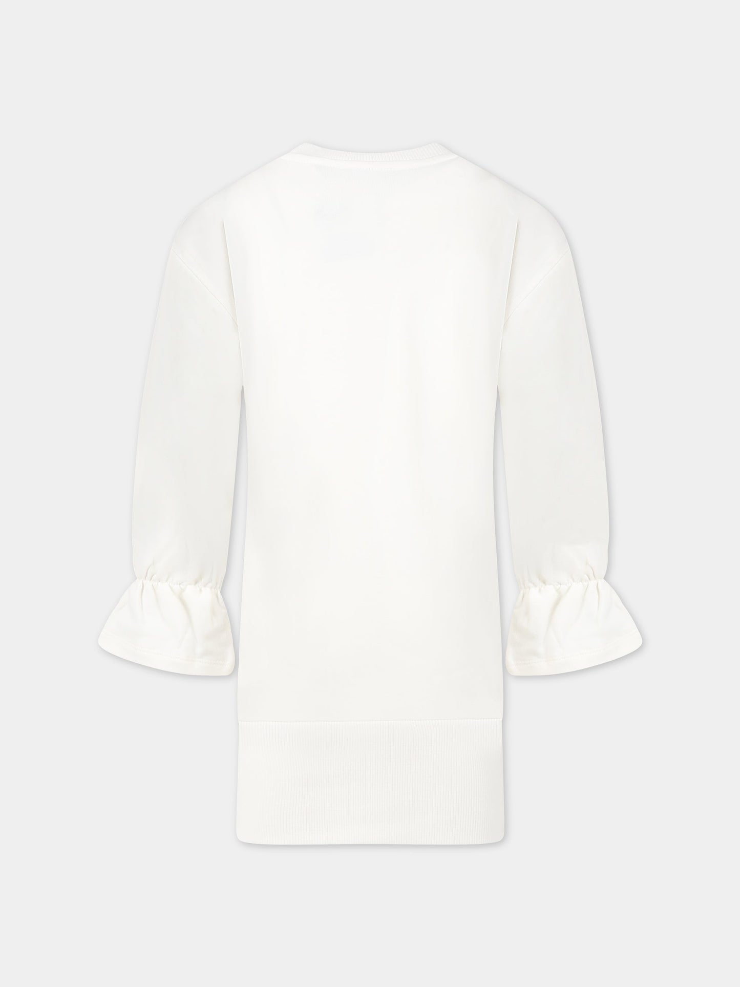 Vestito bianco per bambina con Teddy bear e logo,Moschino Kids,HDV0BX LDA16 10063