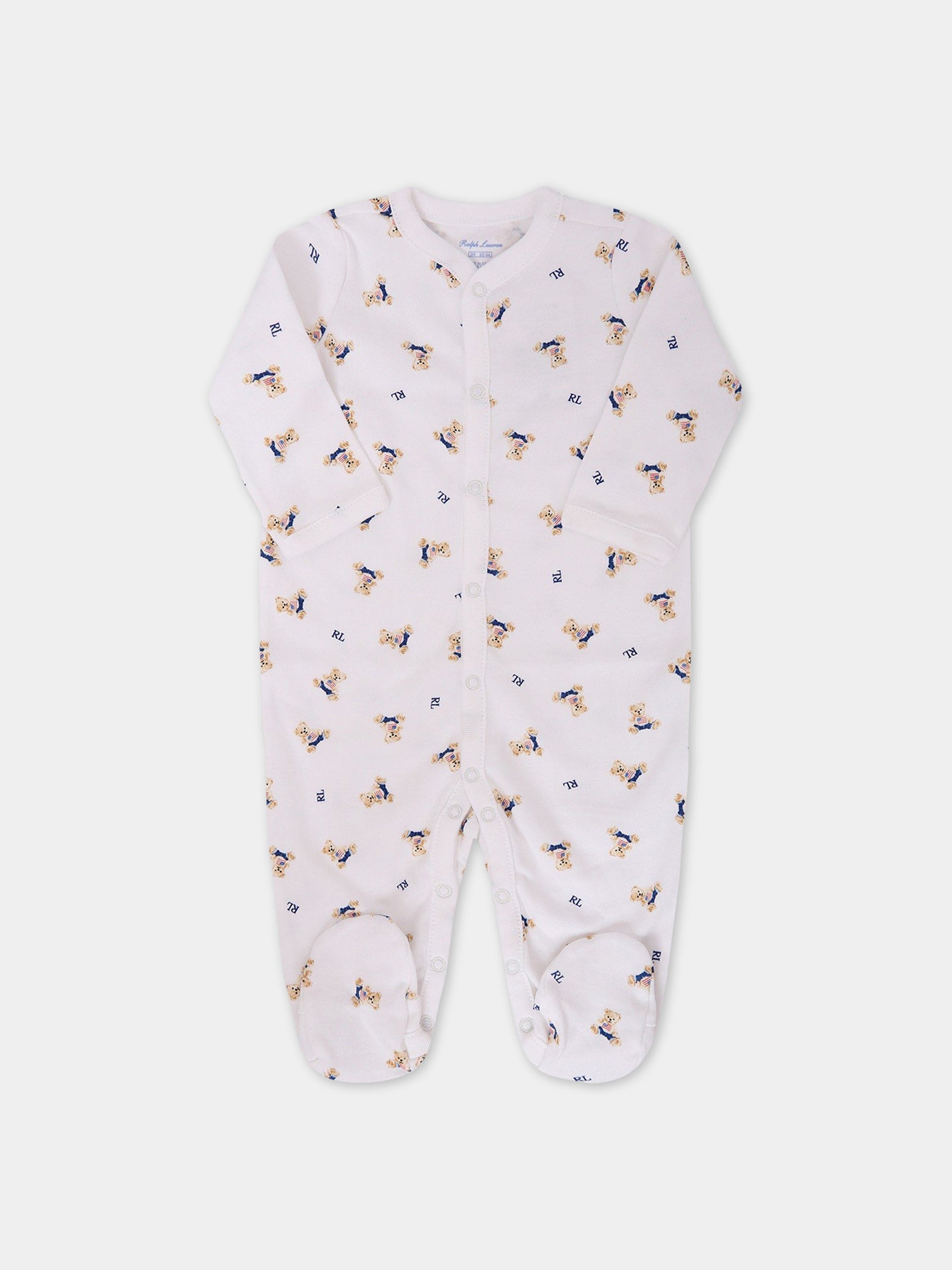Tutina bianca per neonato con orsetti,Ralph Lauren Kids,682715001