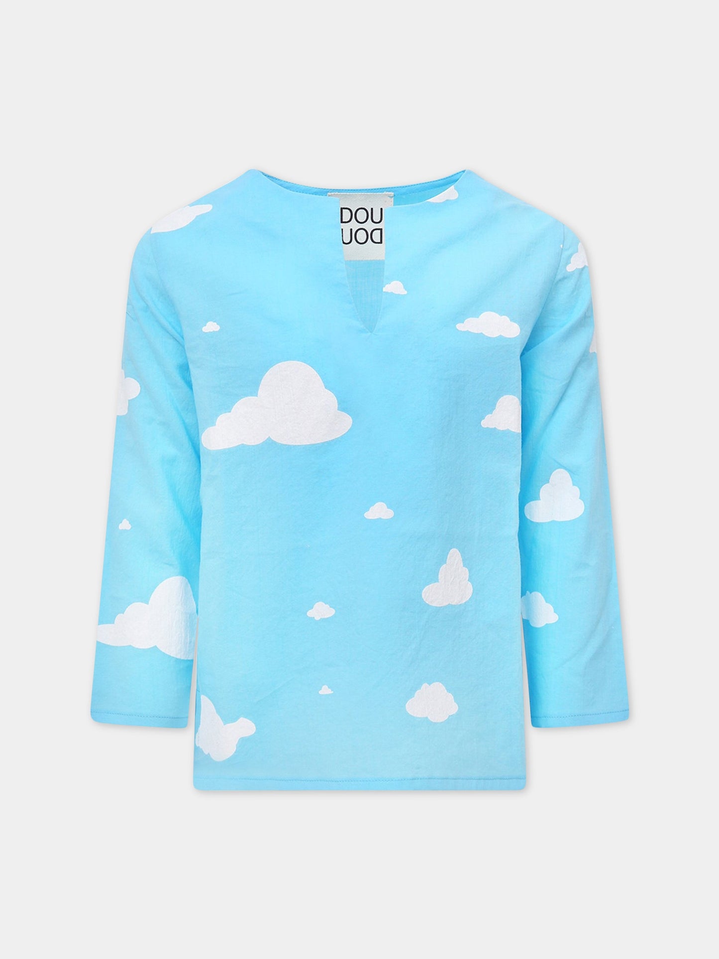 Camicia celeste con nuvole bianche,Douuod Kids,108132