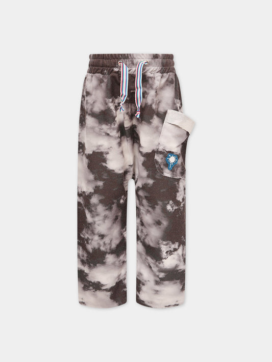 Pantalone nero con nuvole grigie,Goganga,PANTS