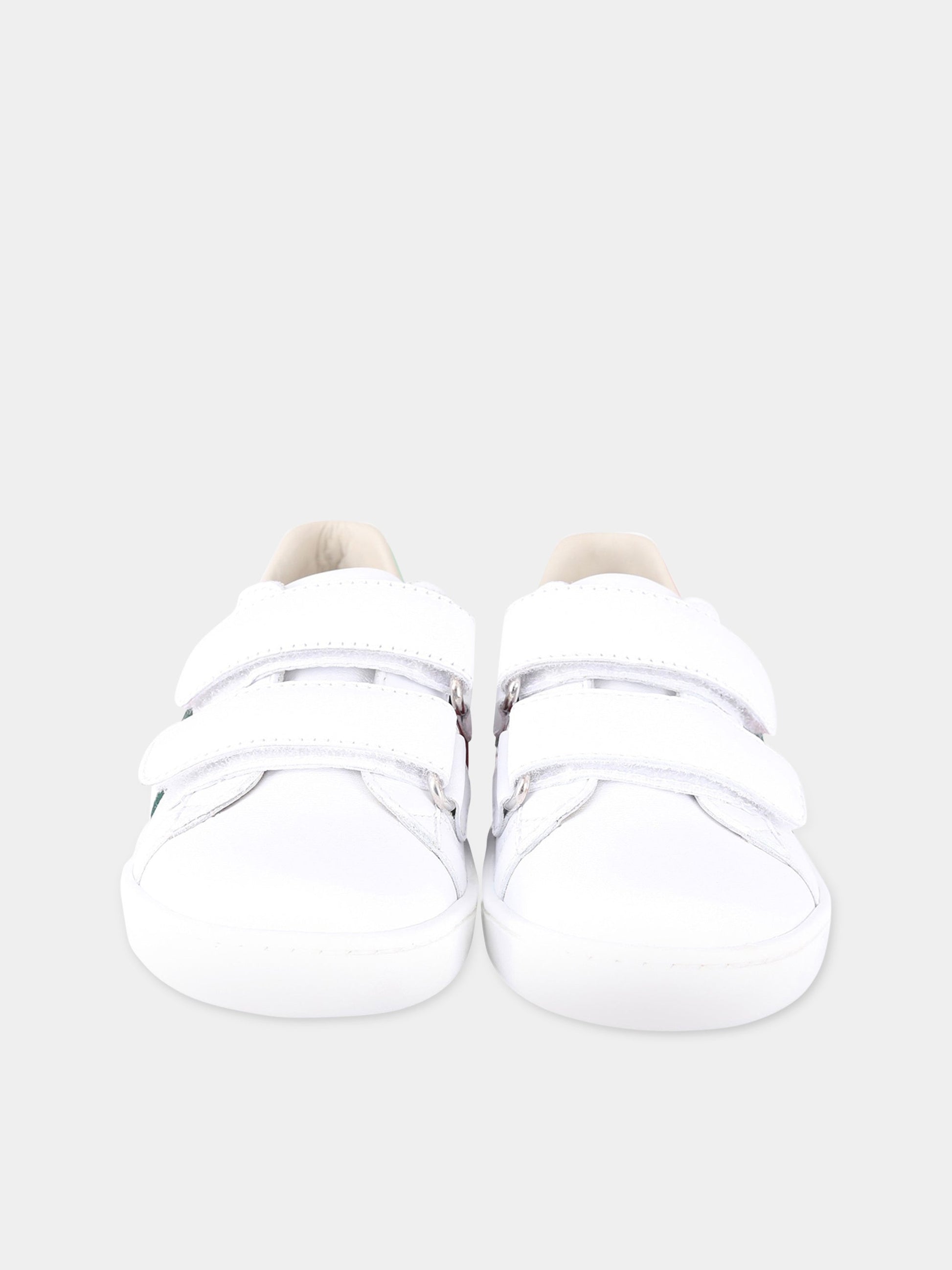 Sneaker bianche per bambini con dettaglio verde e rosso,Gucci Kids,455447/448/455496 CPWP0 9085