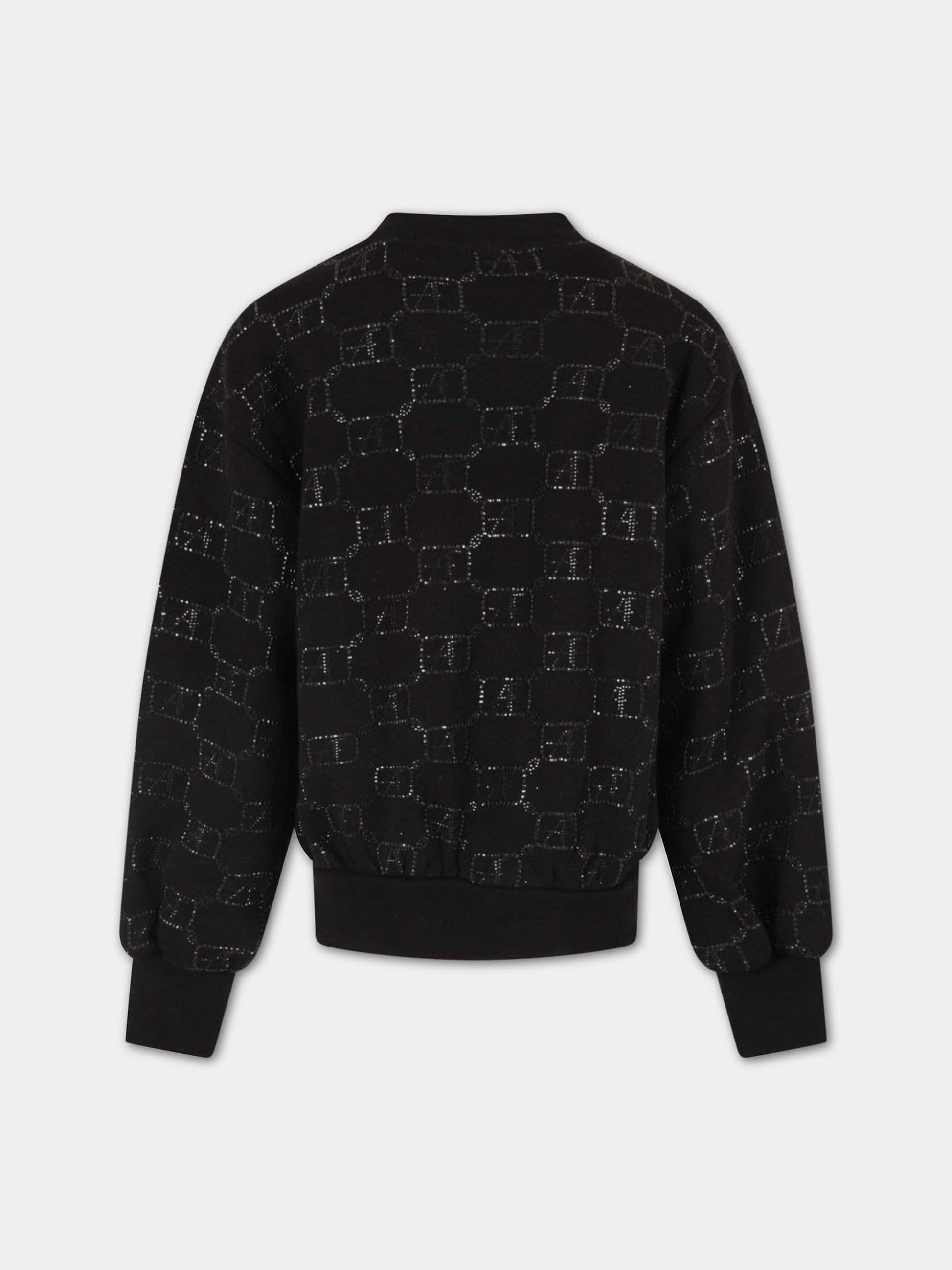 Felpa nera per bambina con loghi,Alberta Ferretti Junior,025356 110