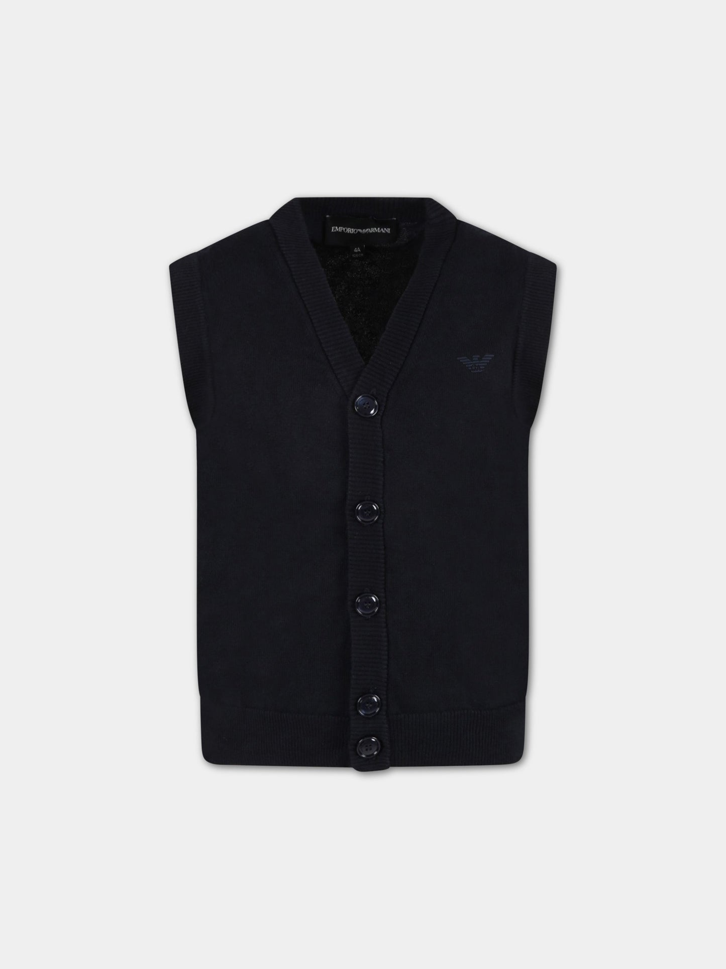 Gilet blu per bambino con logo,Armani Junior,8N4M50 4M16Z 0920