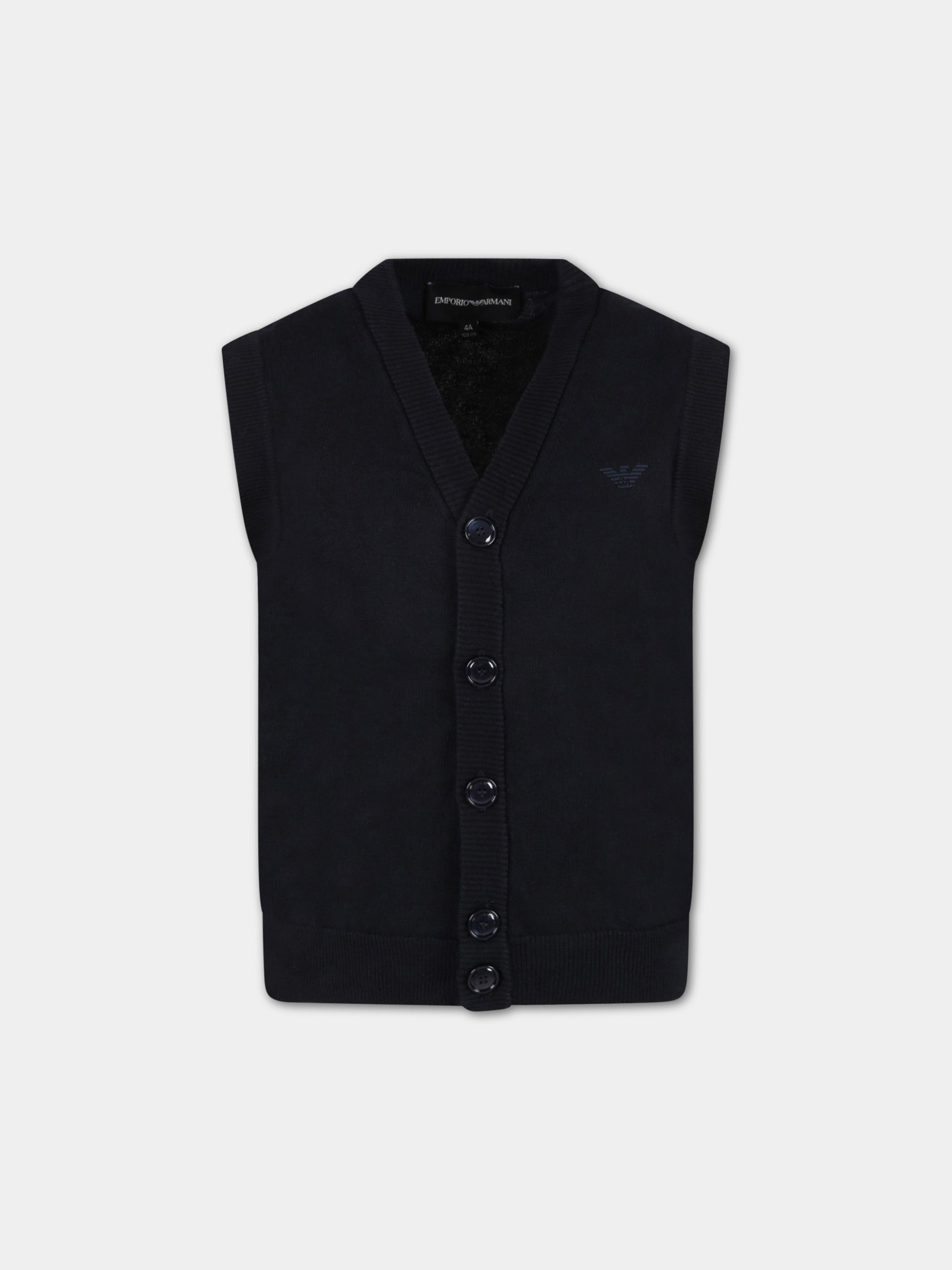 Gilet blu per bambino con logo,Armani Junior,8N4M50 4M16Z 0920