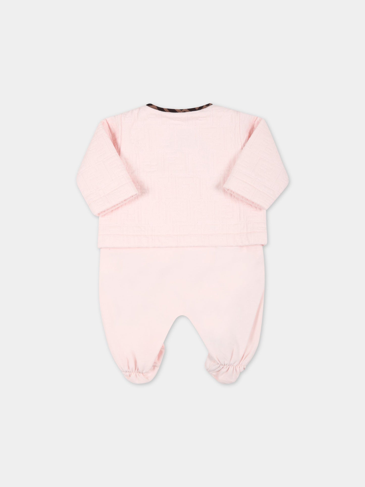 Set rosa per neonata con doppia FF,Fendi Kids,BUK068 ACVP F0C11