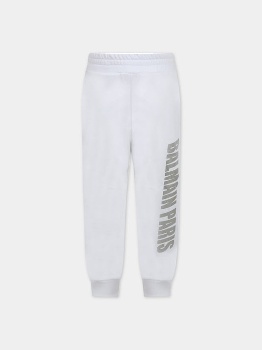 Pantalone bianco per bambini con logo,Balmain Kids,6L6627 LC930 100
