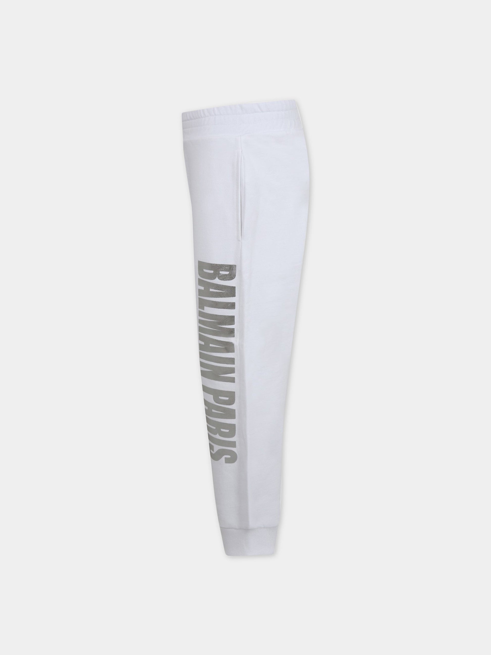 Pantalone bianco per bambini con logo,Balmain Kids,6L6627 LC930 100