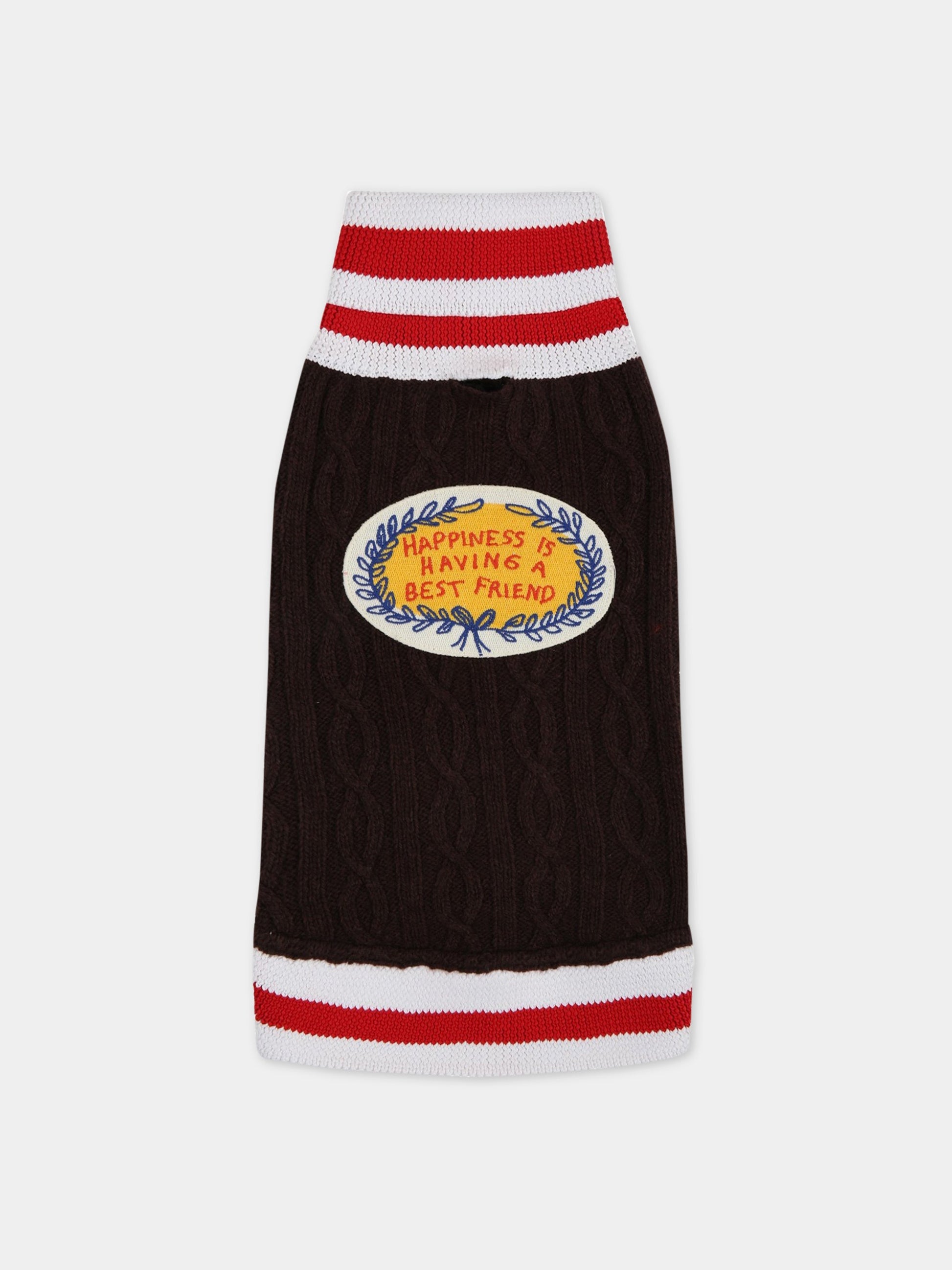 Maglione marrone per cani con patch,Mini Rodini,2116012516