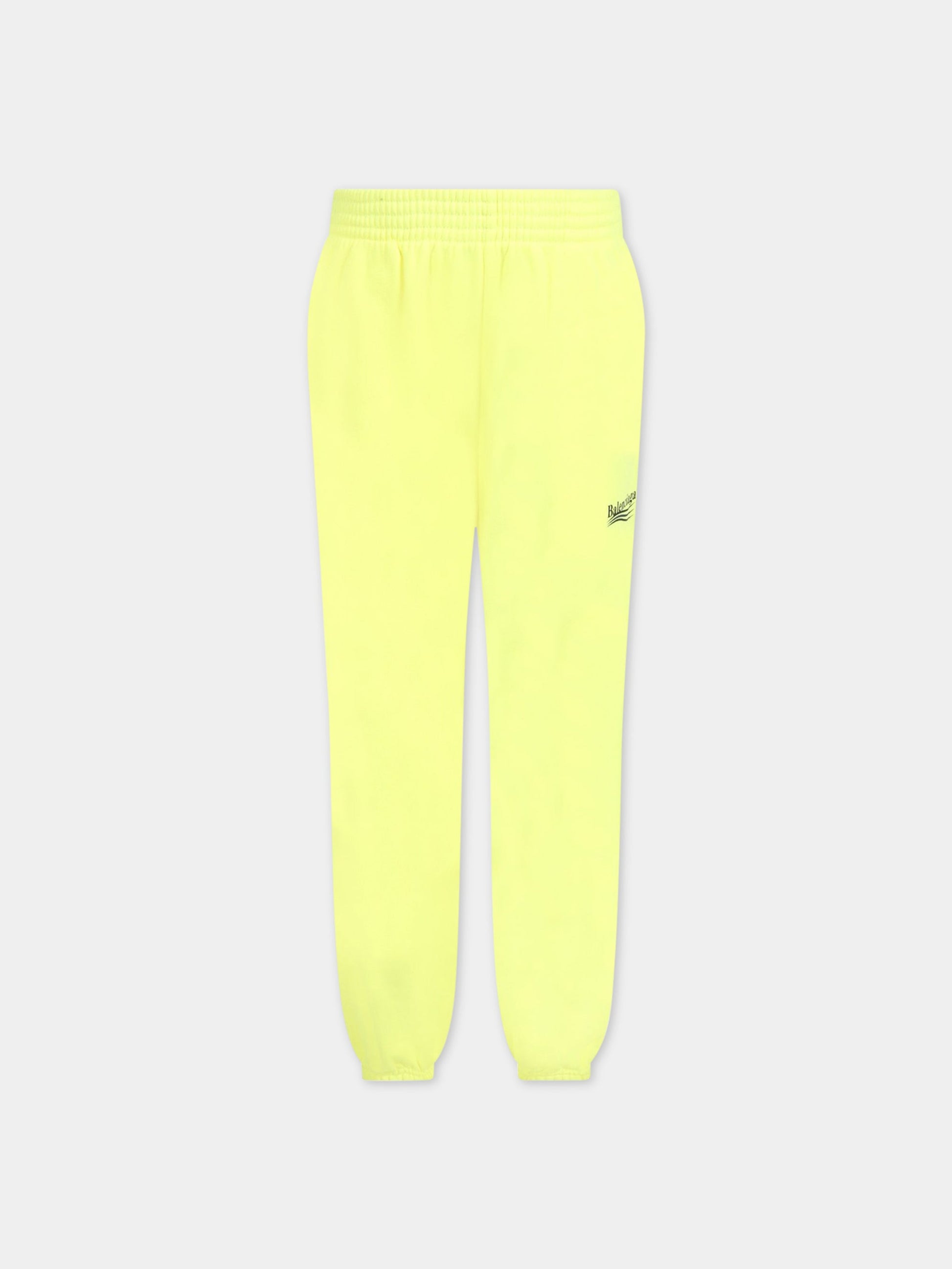 Pantalone giallo fluo per bambini con logo,Balenciaga,621788 TIVB4 7110