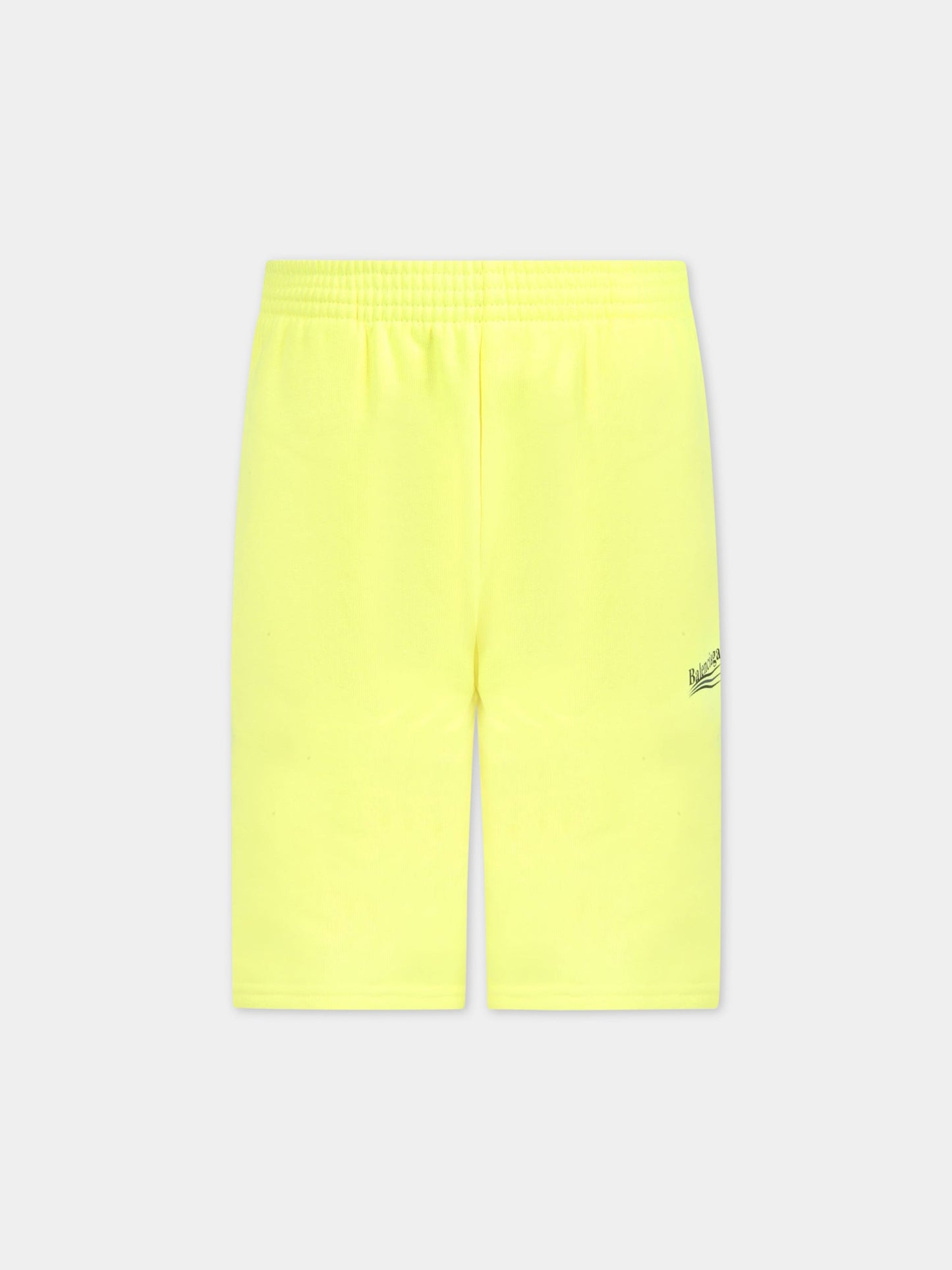 Short giallo fluo per bambini con logo,Balenciaga,621789 TIVB4 7110