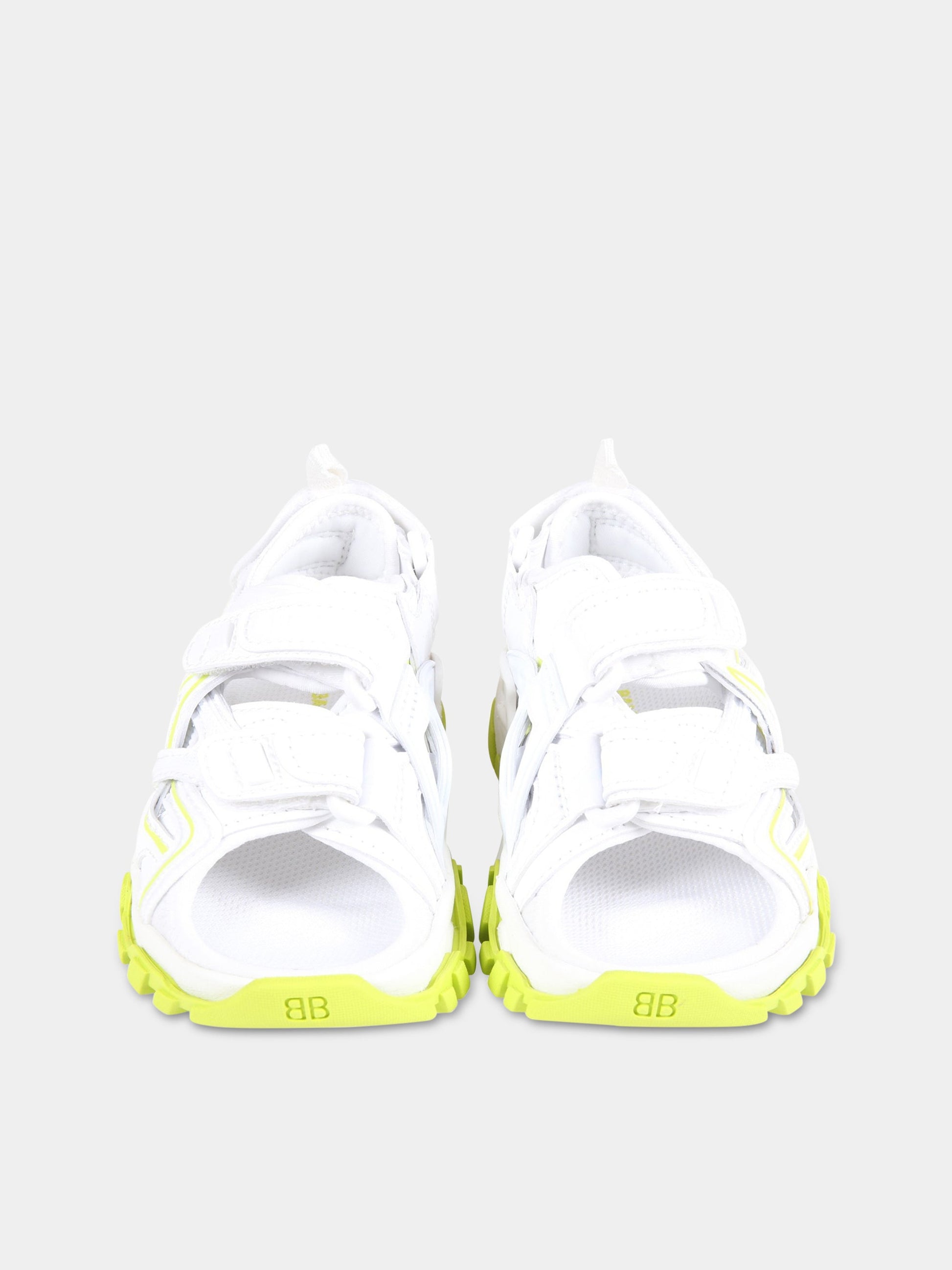 Sandali bianchi Track Clear Sole per bambini con logo nero,Balenciaga,644999 W3AJ1 9073