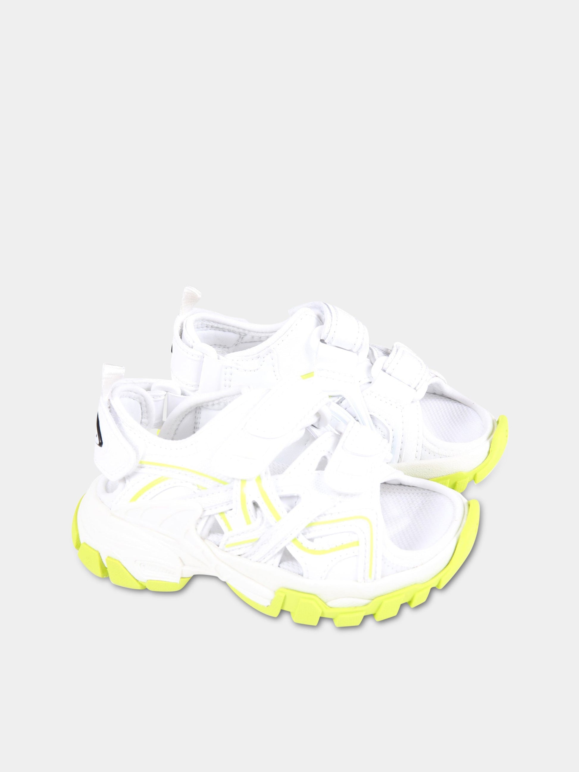 Sandali bianchi Track Clear Sole per bambini con logo nero,Balenciaga,644999 W3AJ1 9073