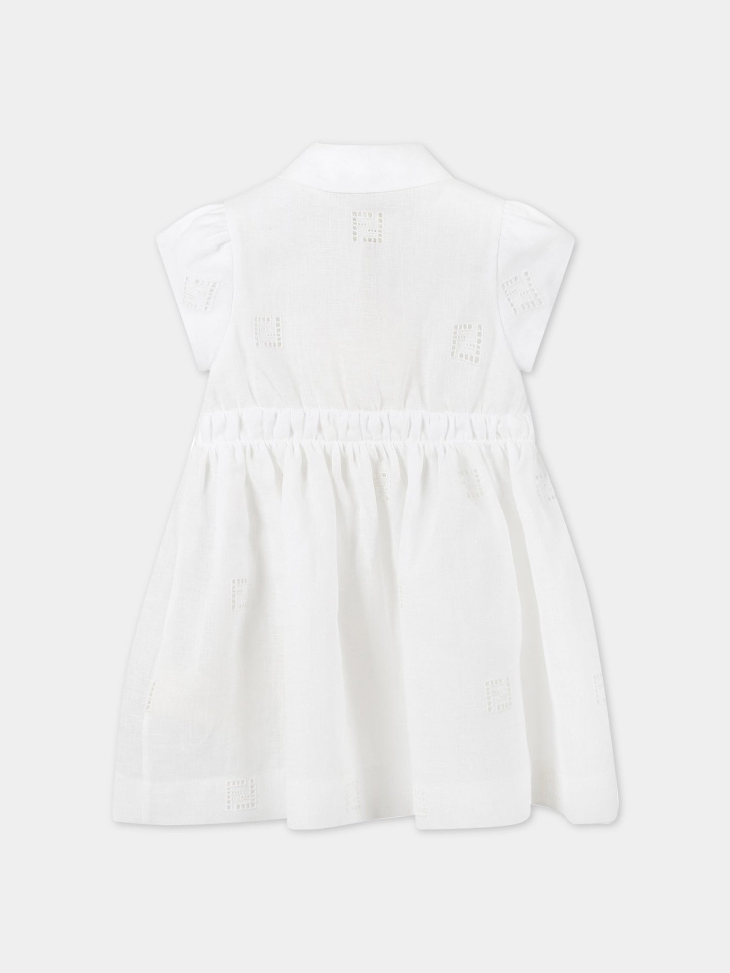 Vestito bianco per neonata,Fendi Kids,BFB366 AEZ5 F0ZNM