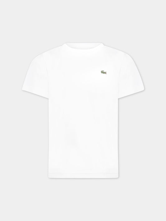 T-shirt bianca per bambino con coccodrillo,Lacoste,TJ1442 001