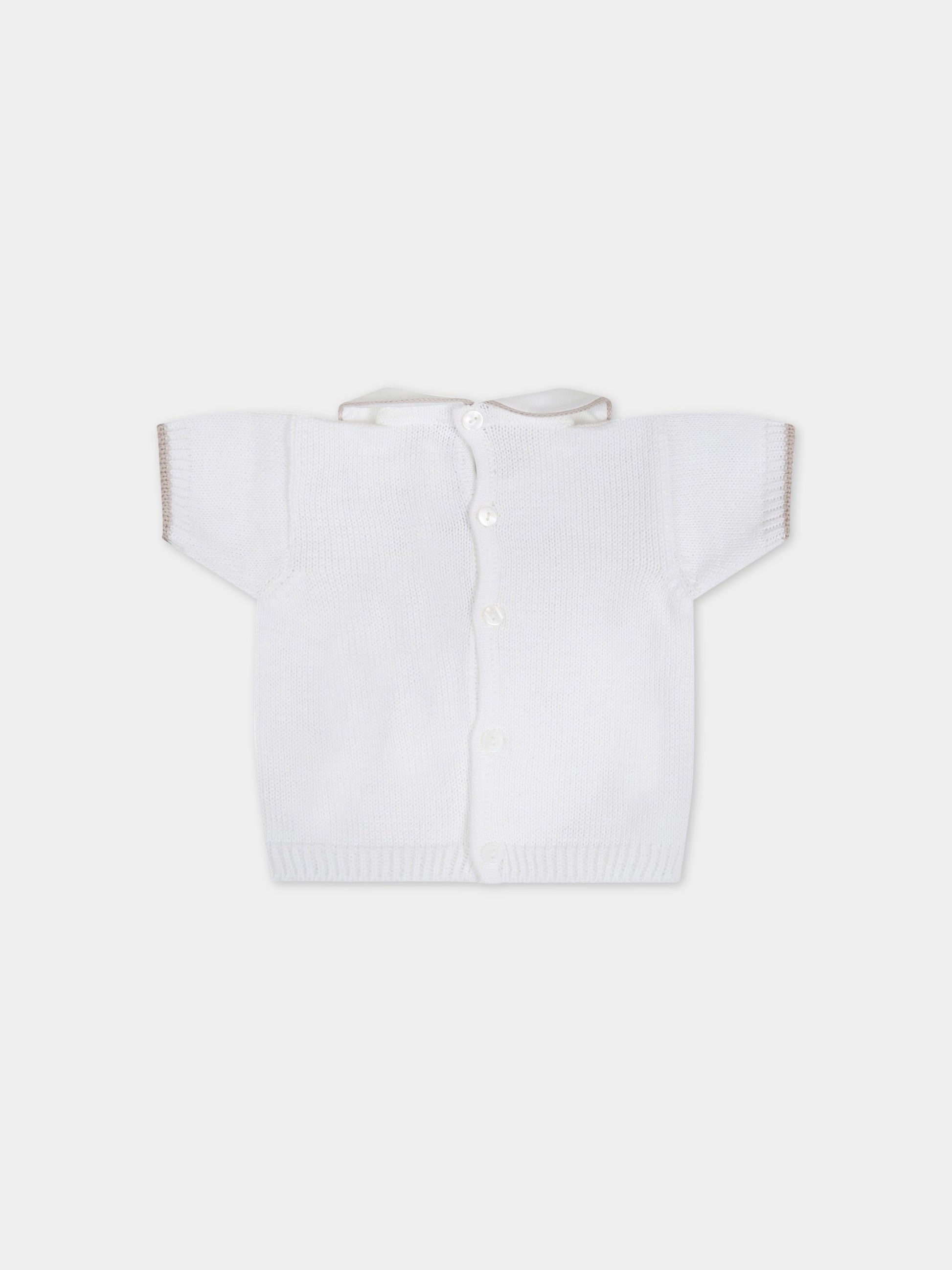 Maglia bianca per neonato con pois beige,Little Bear,2010 BIANCO/CORDA