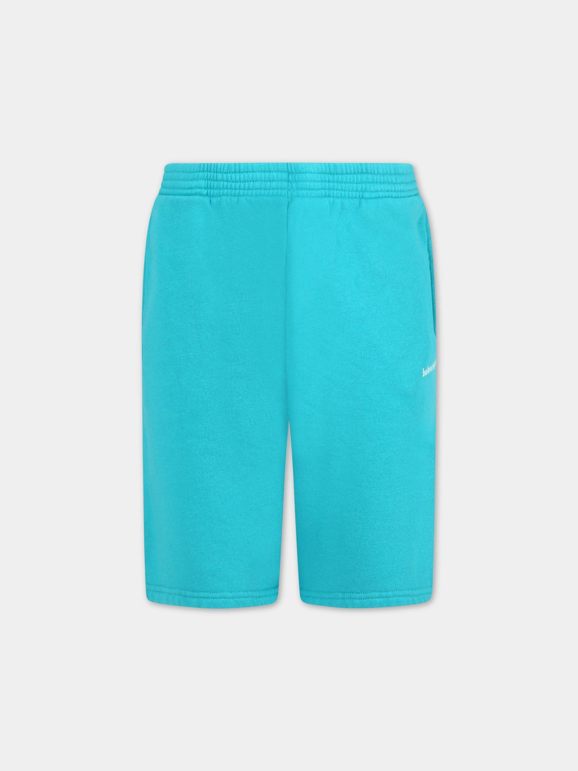 Short turchese per bambini con logo,Balenciaga,621789 TJVL8 4661