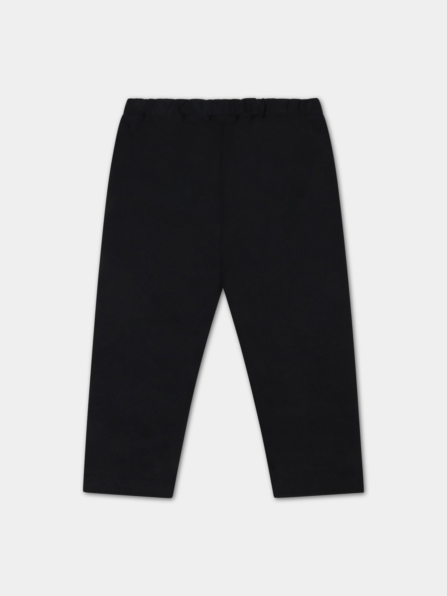 Leggings nero per neonata con logo argentato,Balmain Kids,6P6880 J0006 930AG