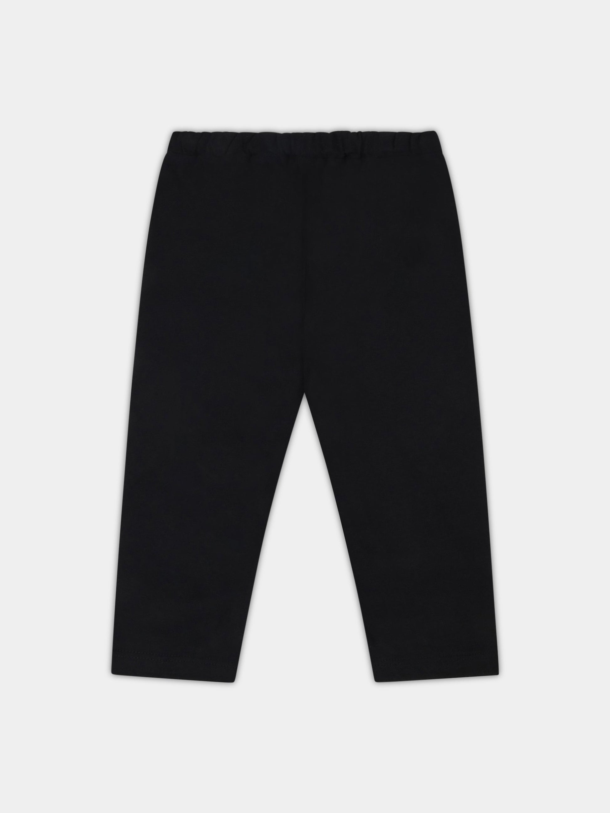 Leggings nero per neonata con logo dorato,Balmain Kids,6P6880 J0006 930OR