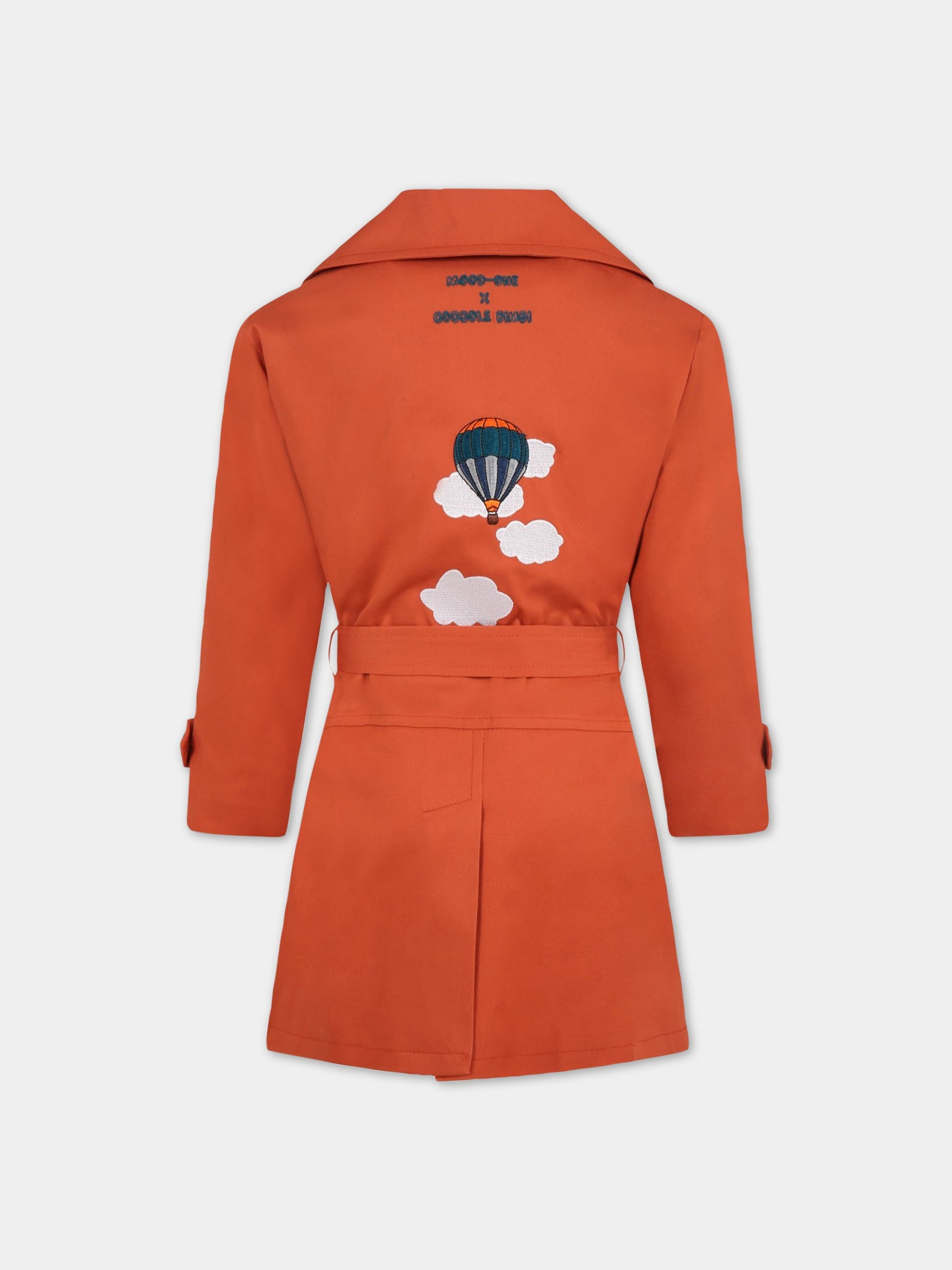 Trench arancione per bambini con mongolfiera,Mood-one,TRENCH DOPPIOPETTO