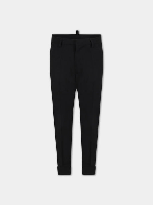 Pantalone bambino nero con logo,Dsquared2,DQ0415-D000T DQ900
