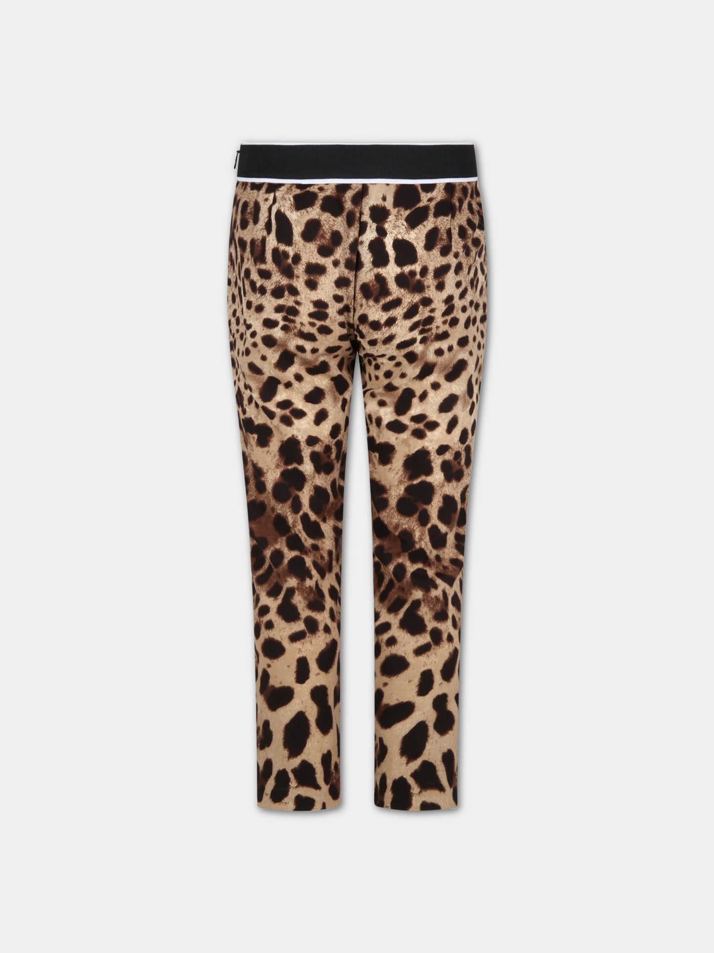 Pantaloni beige per bambina con logo bianco,Dolce & Gabbana Kids,L51P51 G7BIJ HY13M