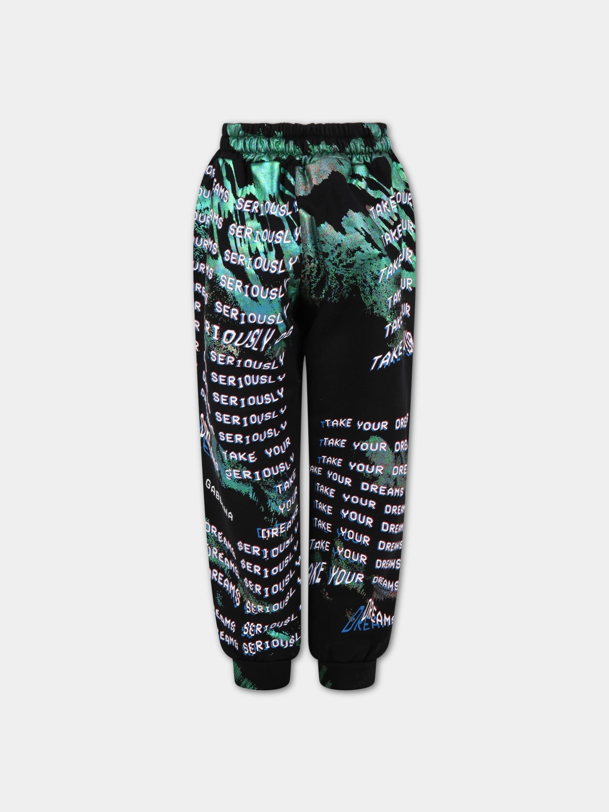 Pantalone nero da tuta per bambini con logo bianco,Dolce & Gabbana Kids,L4JPDZ G7BMH N0000