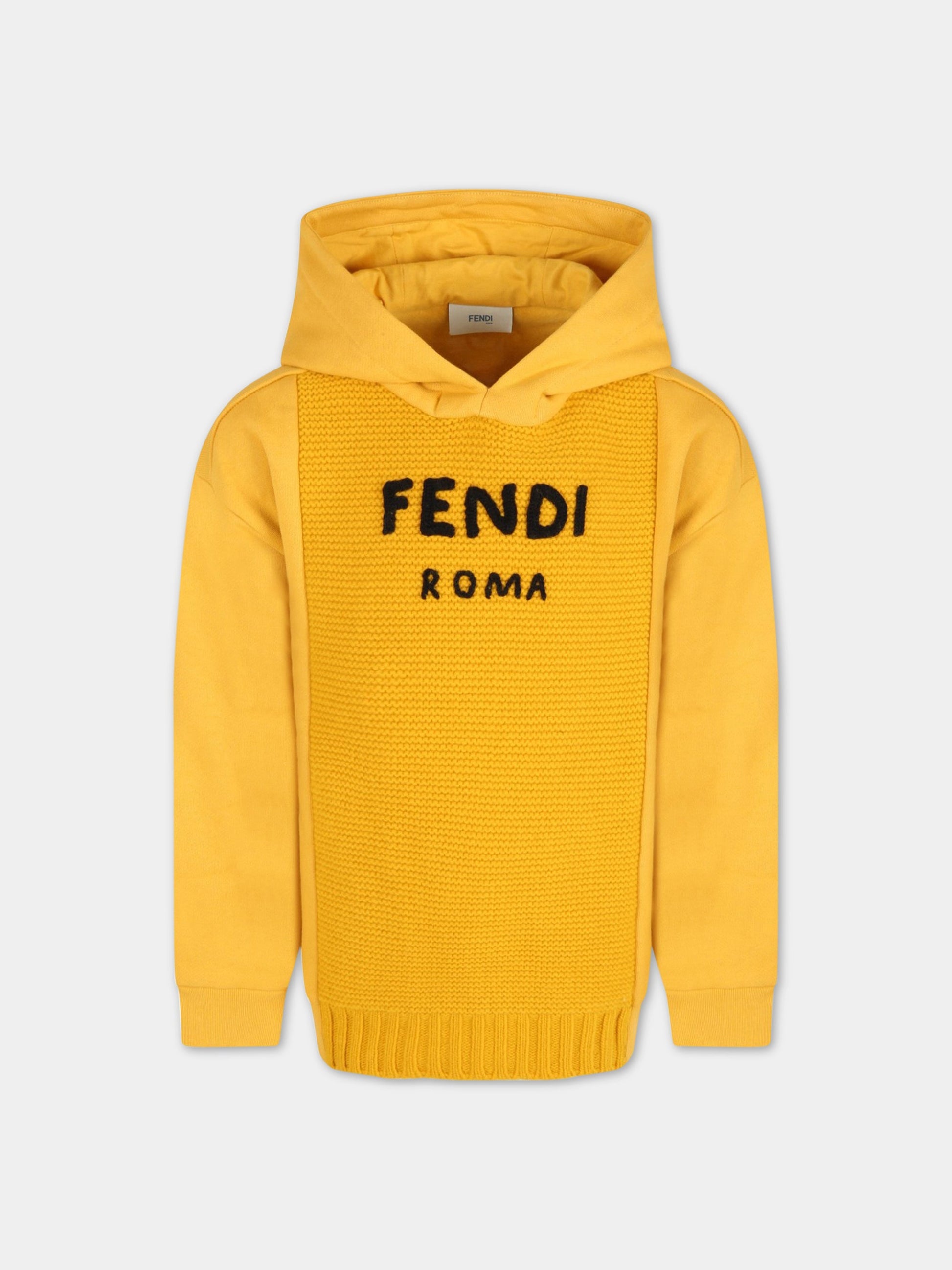 Felpa gialla per bambini con logo,Fendi Kids,JMH148 AG3W F0LWV