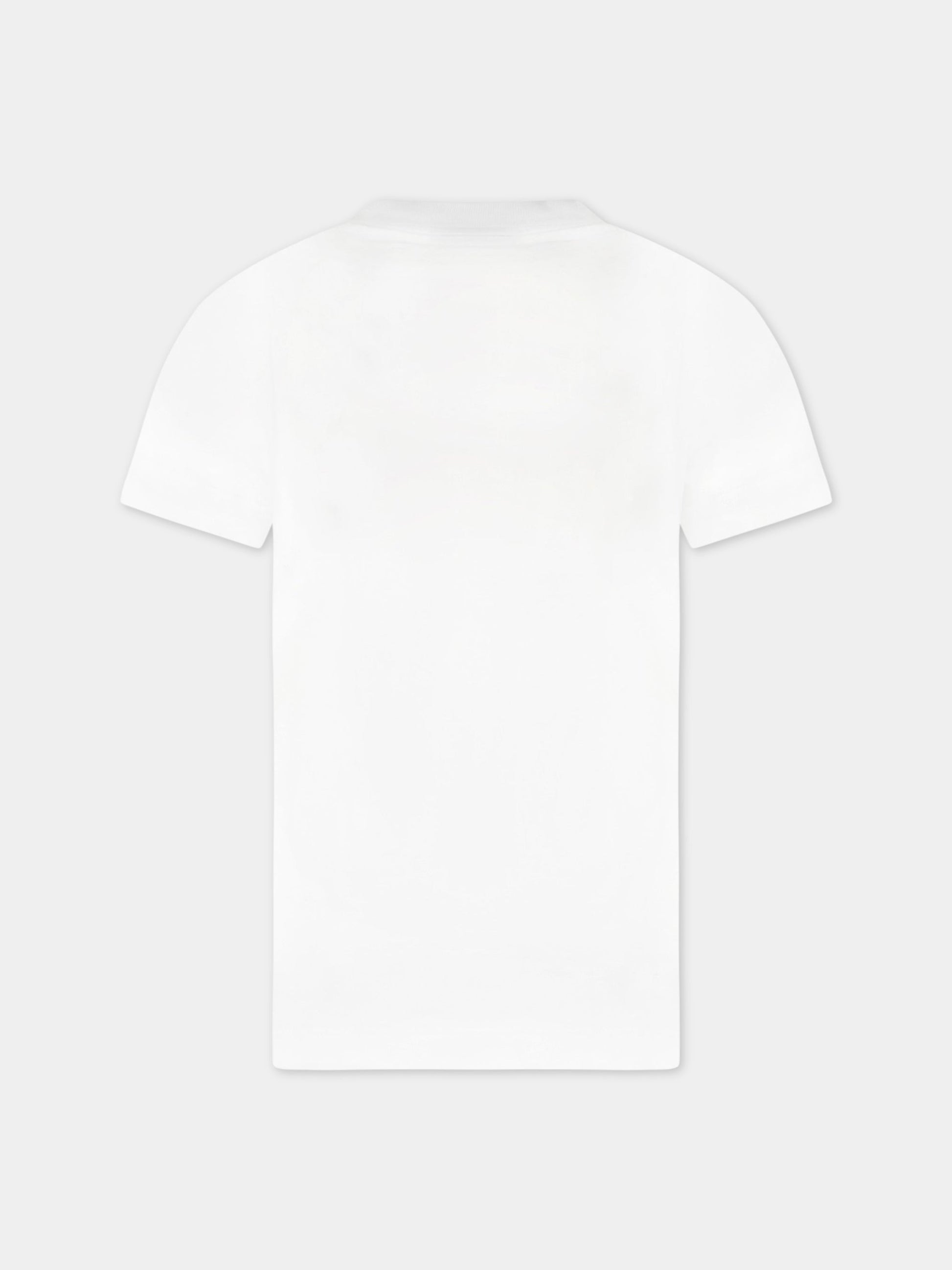 T-shirt bianca per bambini con logo,Fendi Kids,JUI031 7AJ F0ZNM